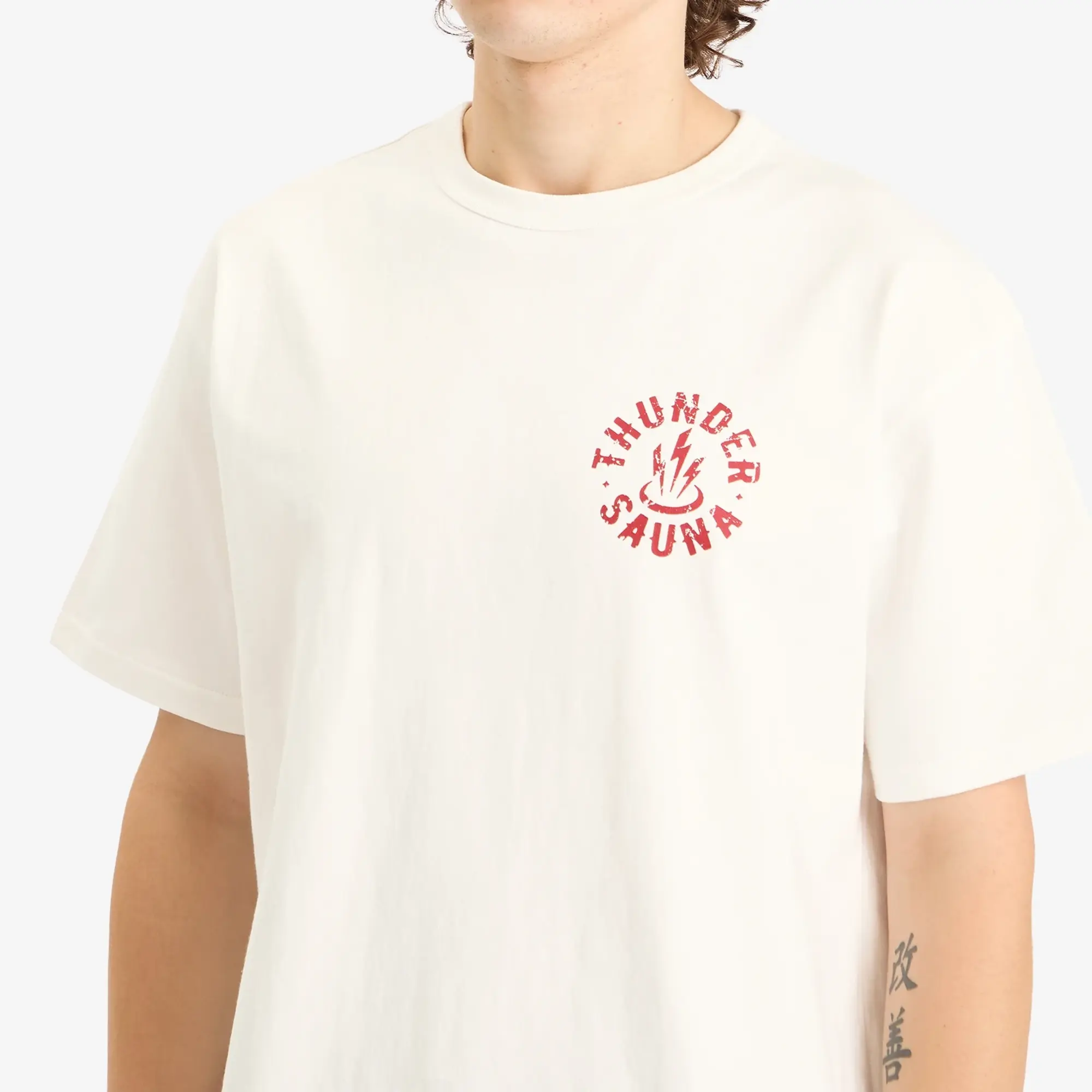 FrizmWORKS Men's Thunder Sauna Signboard T-Shirt White