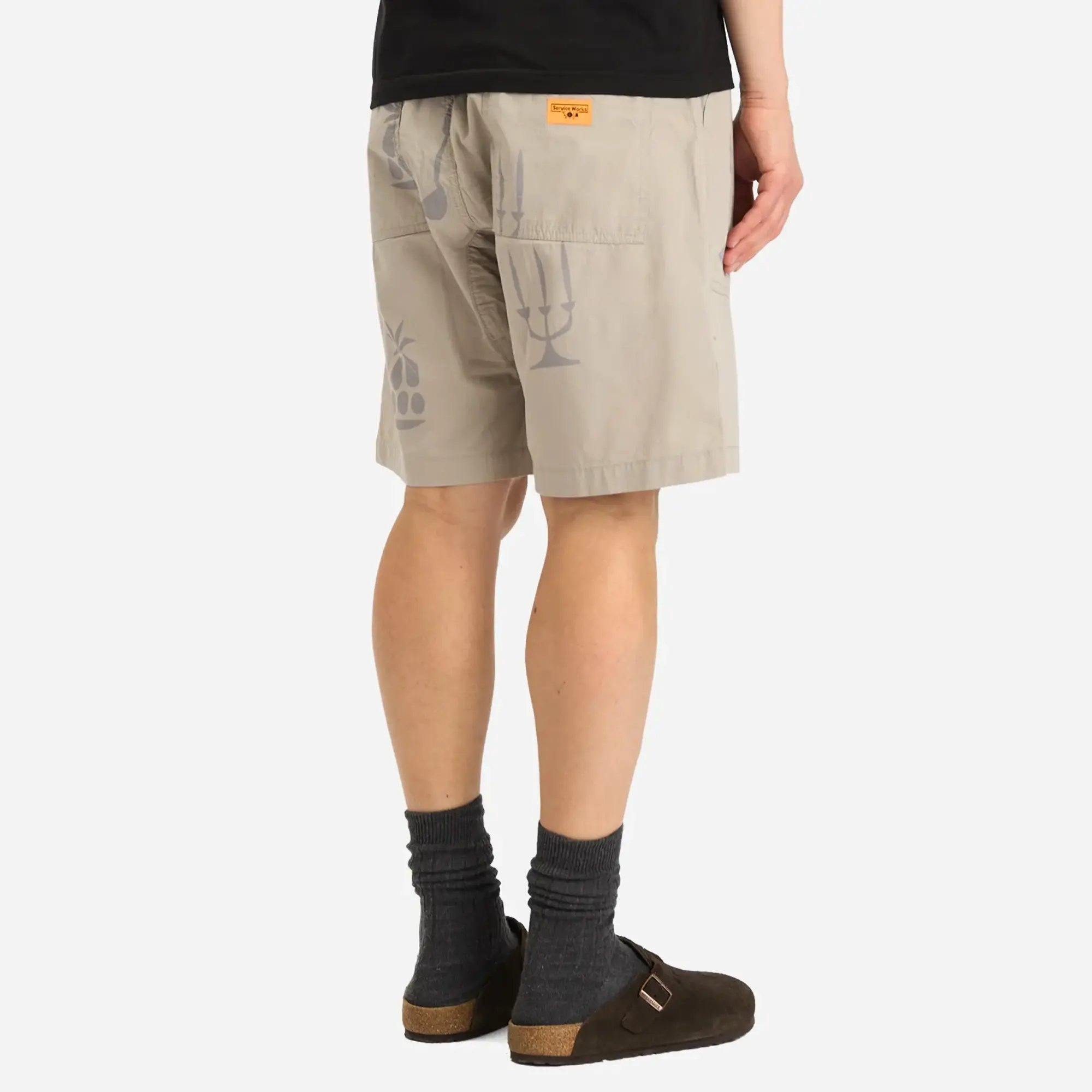 Service Works Men's Poplin Printed Chef Shorts Stone