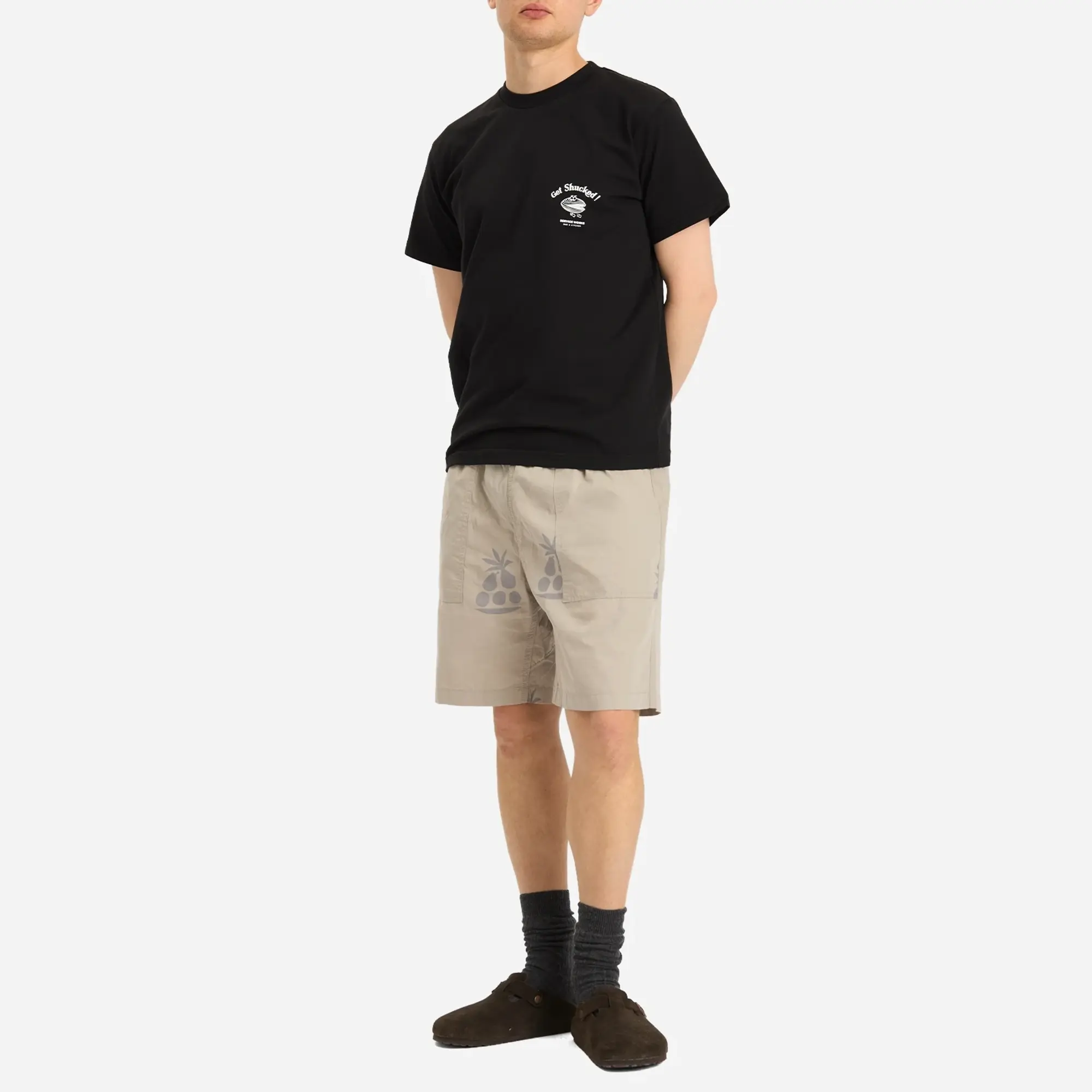 Service Works Men's Poplin Printed Chef Shorts Stone