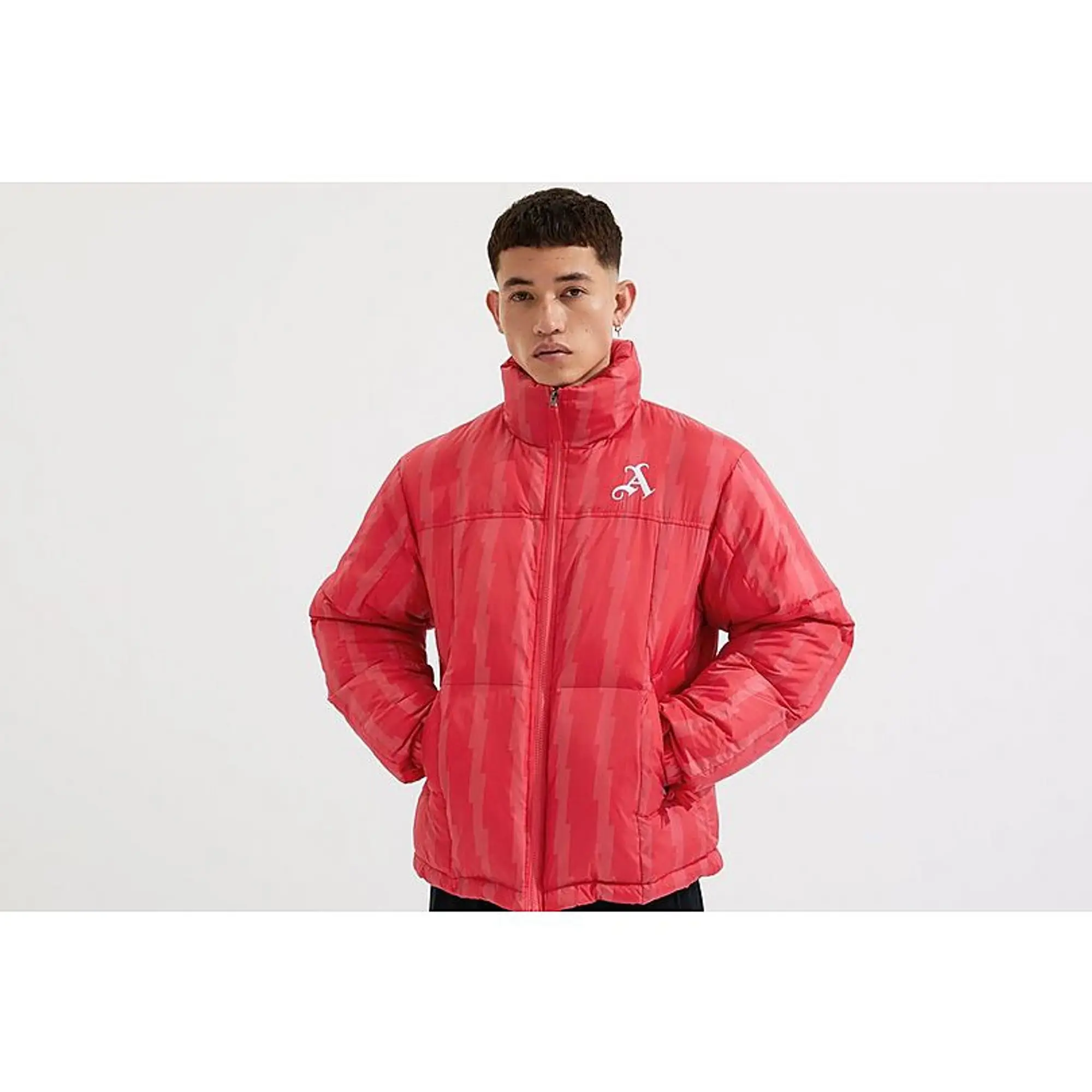 Arsenal Red Printed Cannon Puffer Jacket, Multicolor