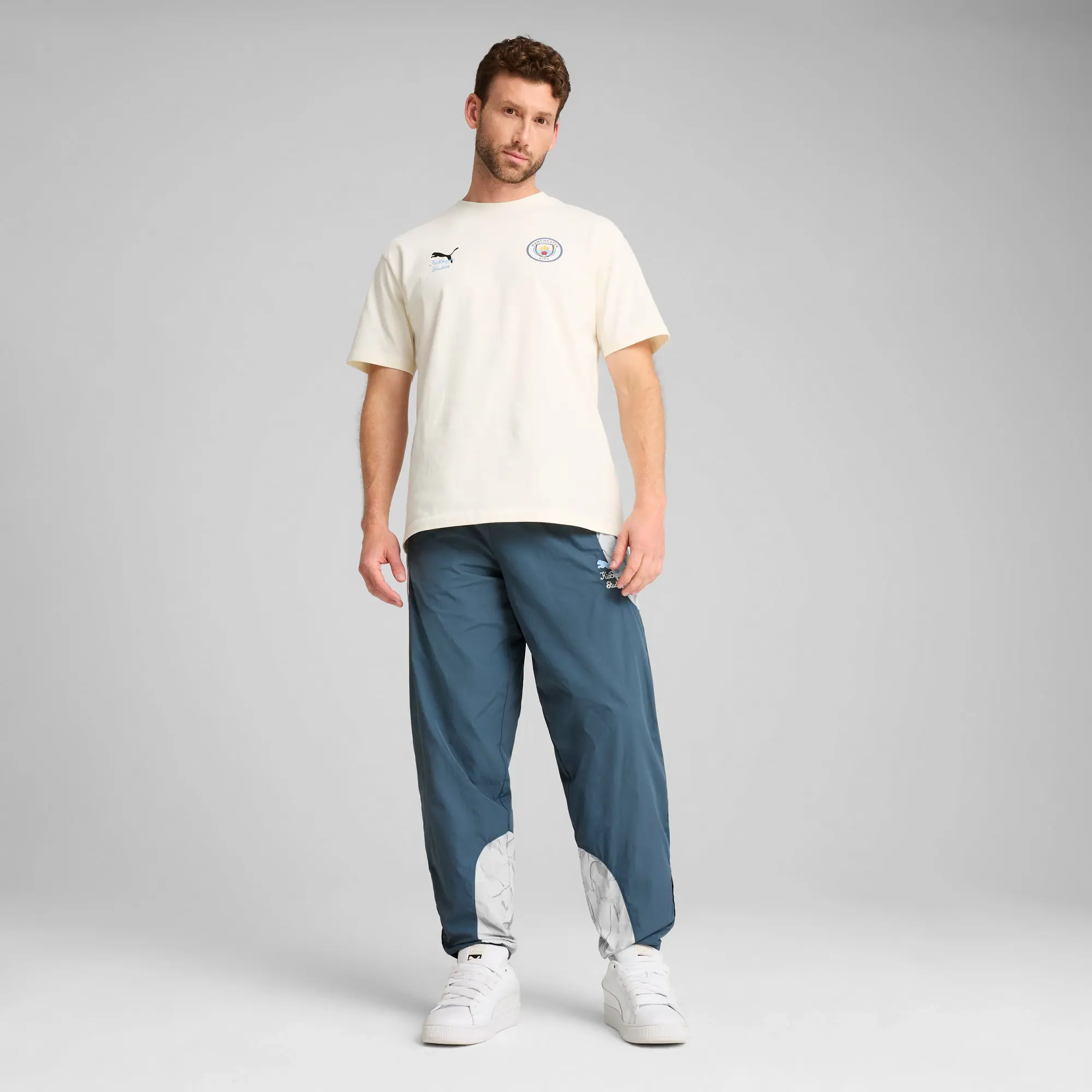 PUMA Kid Super x Manchester City Travel Pants Men, Grey Skies/Frosted Dew, size 3XL