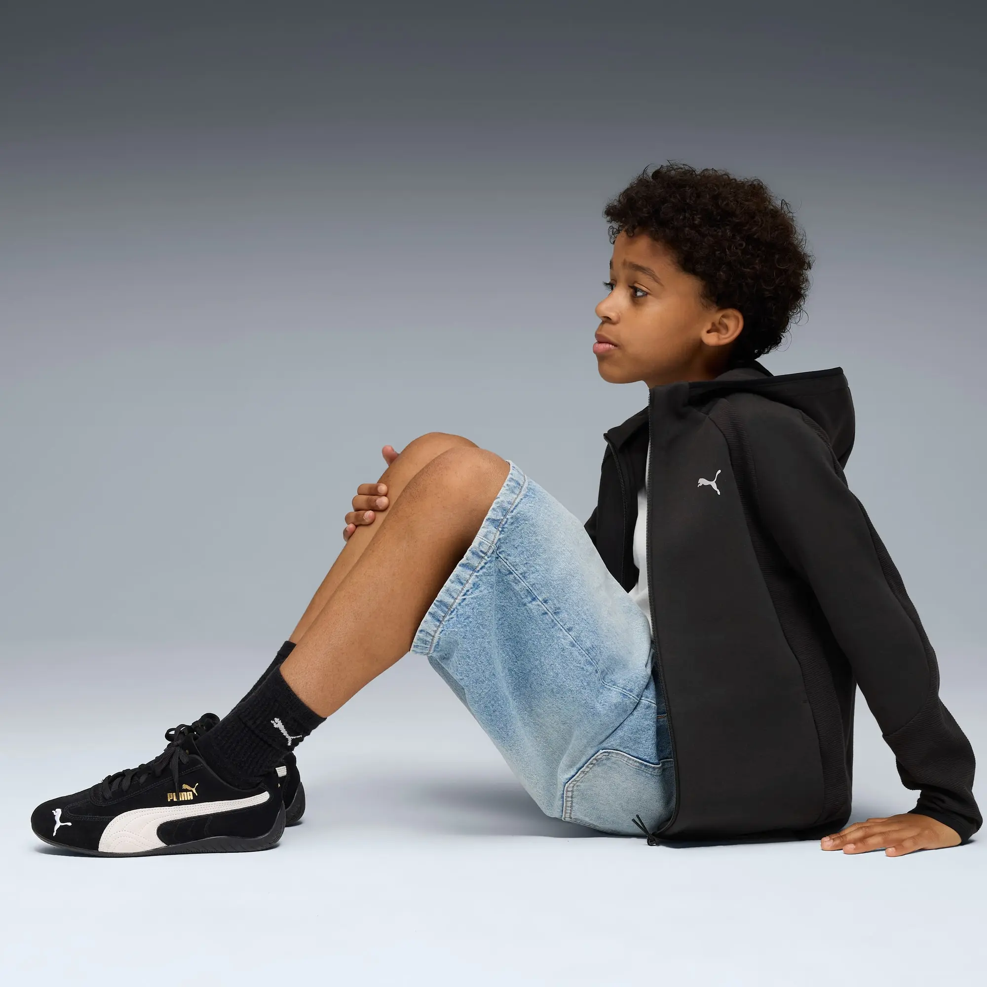 PUMA Evostripe Full-Zip Hoodie Youth, Black, size 11-12 Youth