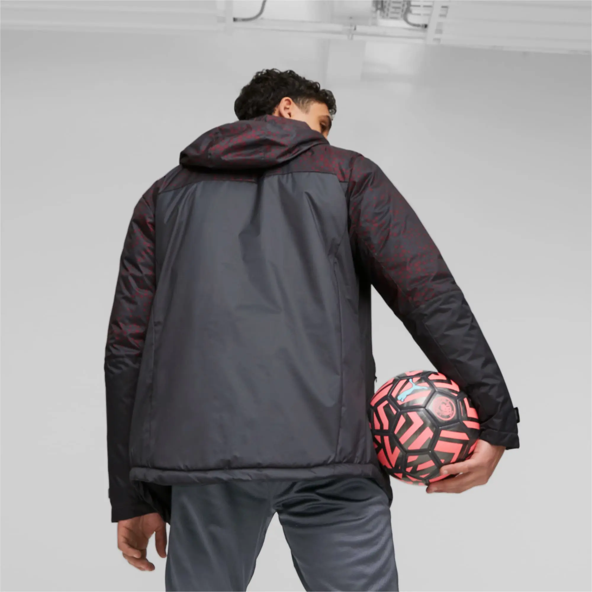 PUMA Manchester City Football Graphic Winter Jacket, Strongray/Aubergine, size 3XL
