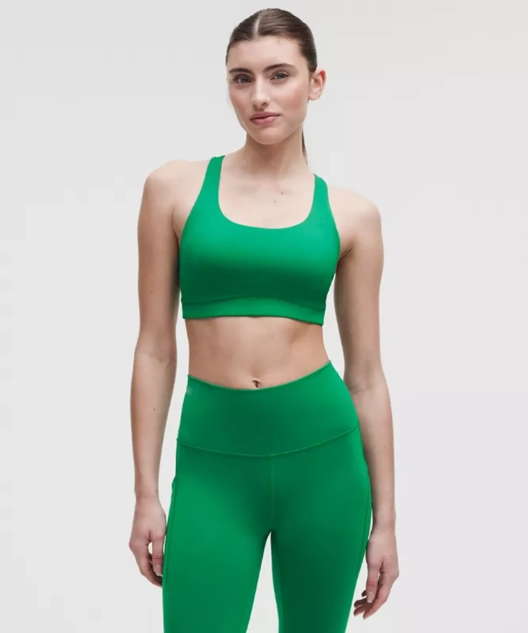lululemon – Women's Energy Sports Bra Medium Support, B-D Cups Evolve – Color Green – Size L