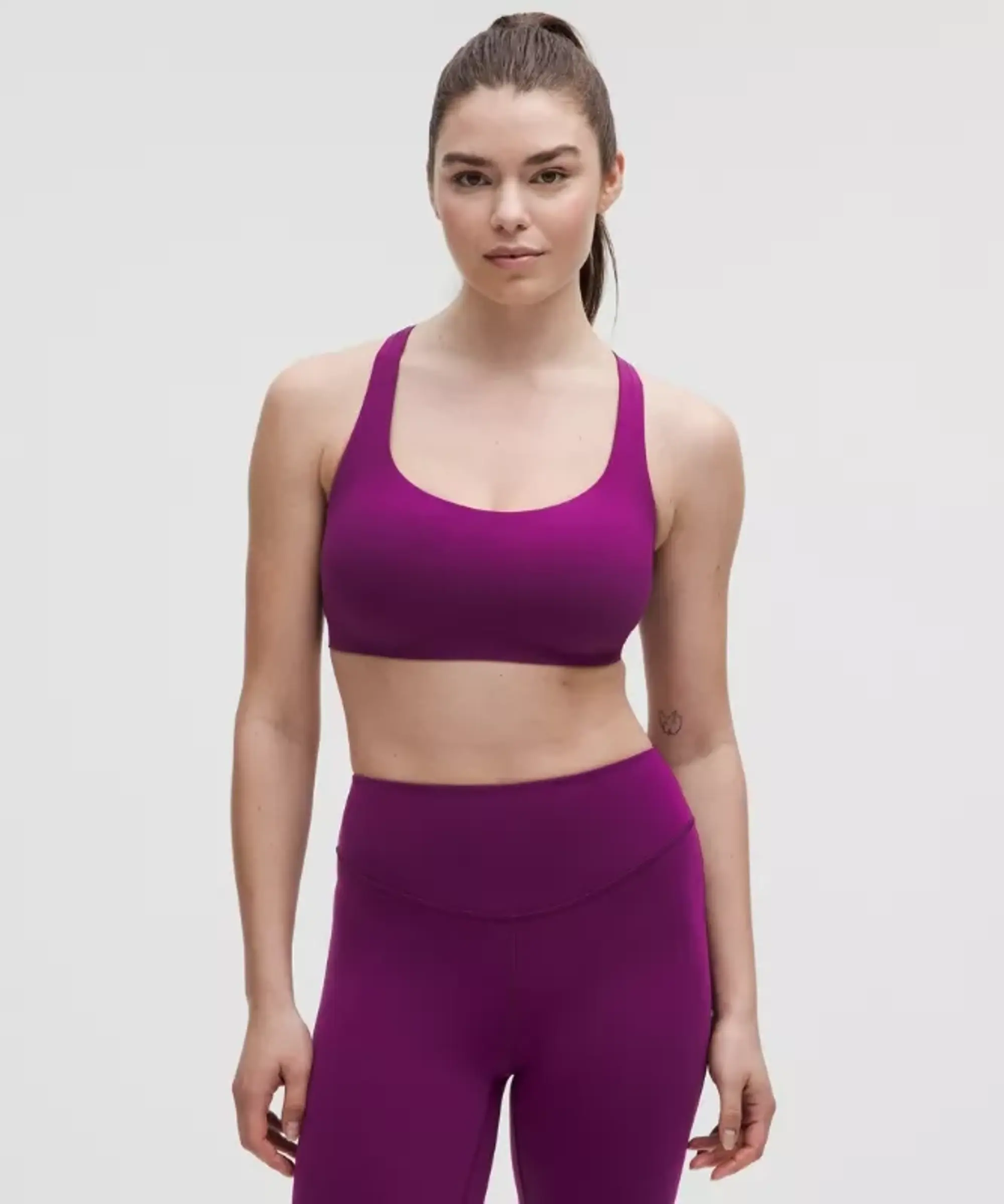 lululemon – Women's FlexyFlex Strappy Yoga Sports Bra Light Support, D-DDD Cups – Color Purple – Size L/XL