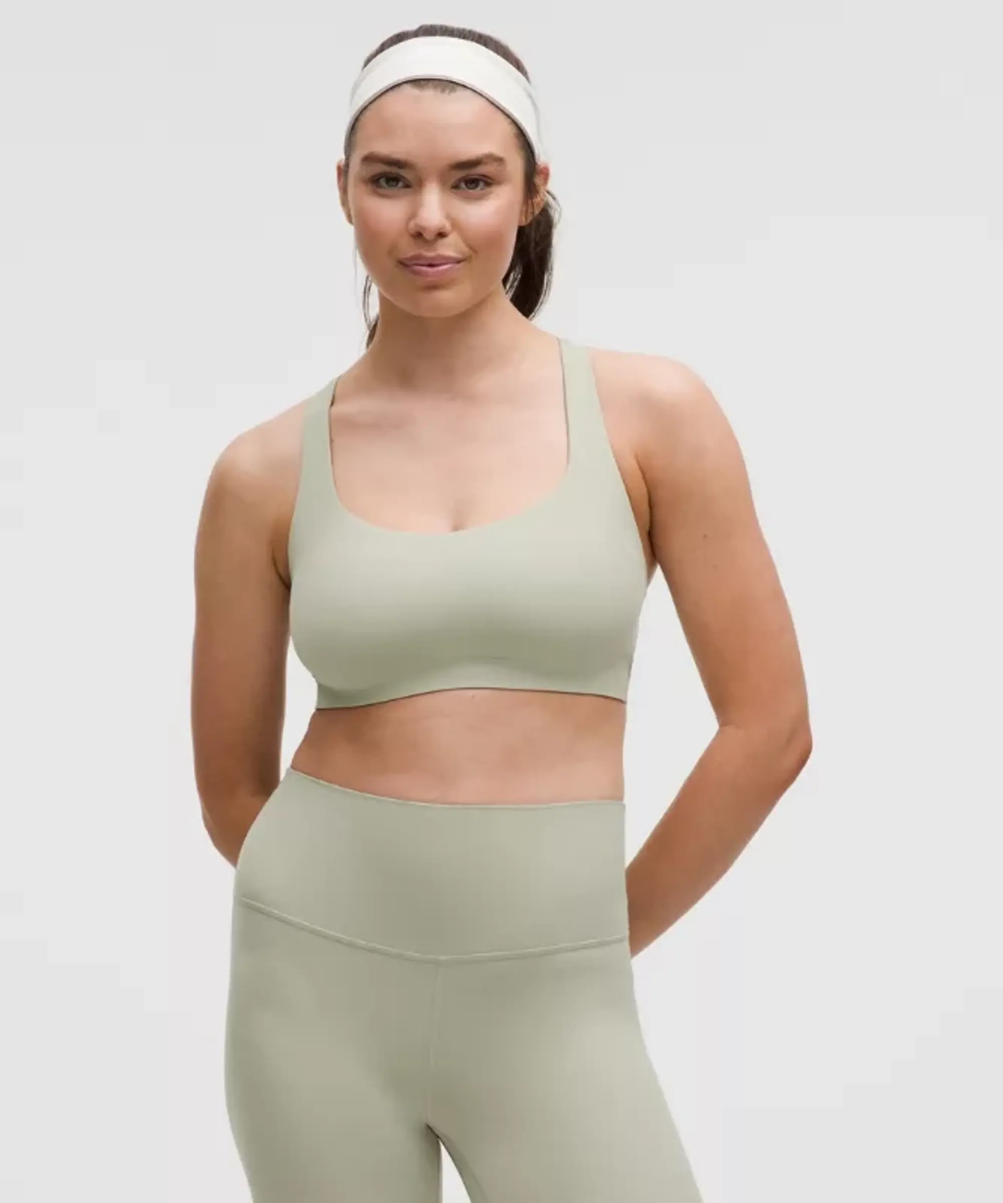 lululemon – Women's FlexyFlex Strappy Yoga Sports Bra Light Support, D-DDD Cups – Color Green/Pastel – Size L/XL