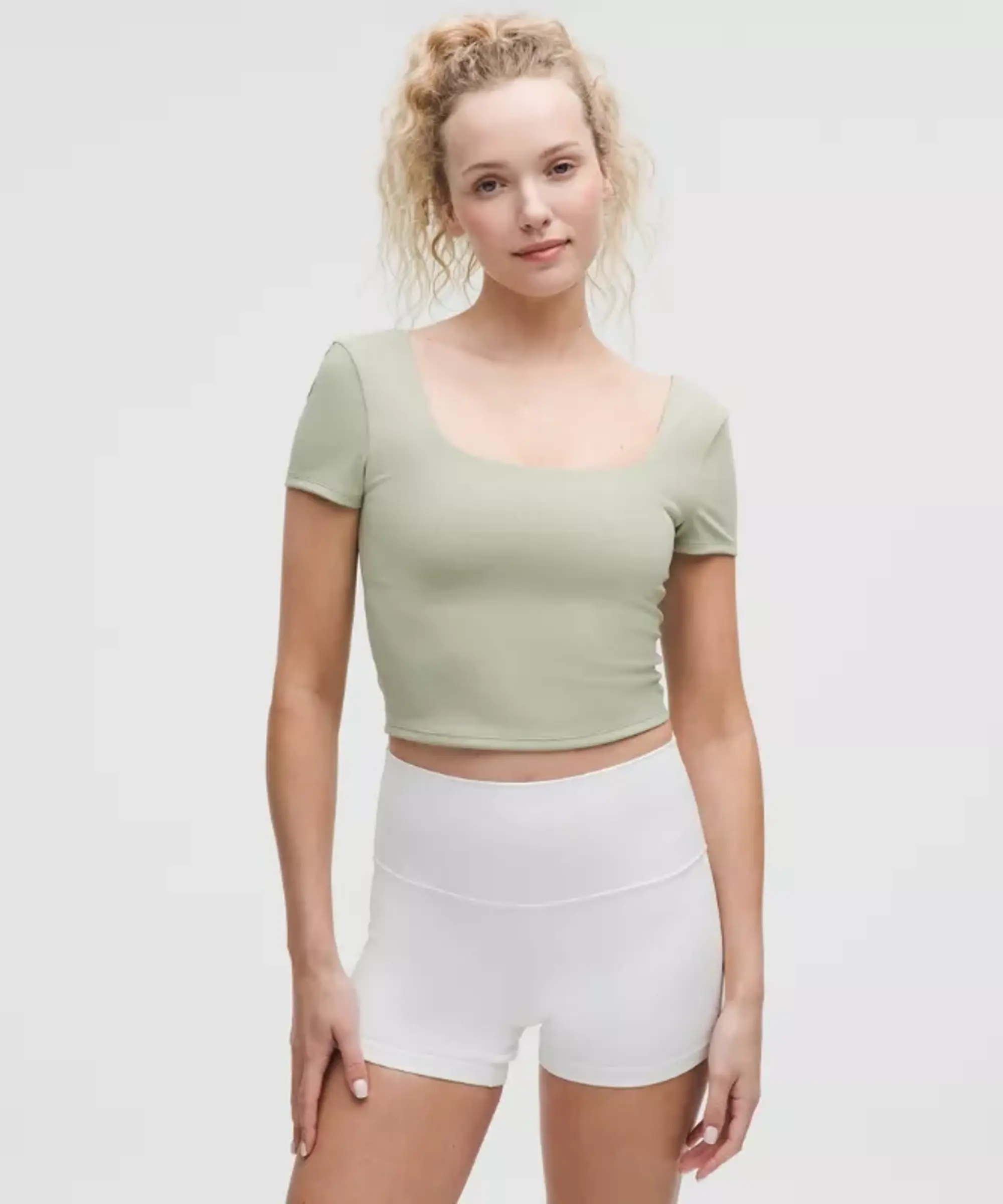 lululemon – Women's Wunder Under SmoothCover Square-Neck T-Shirt – Color Green/Pastel – Size 10