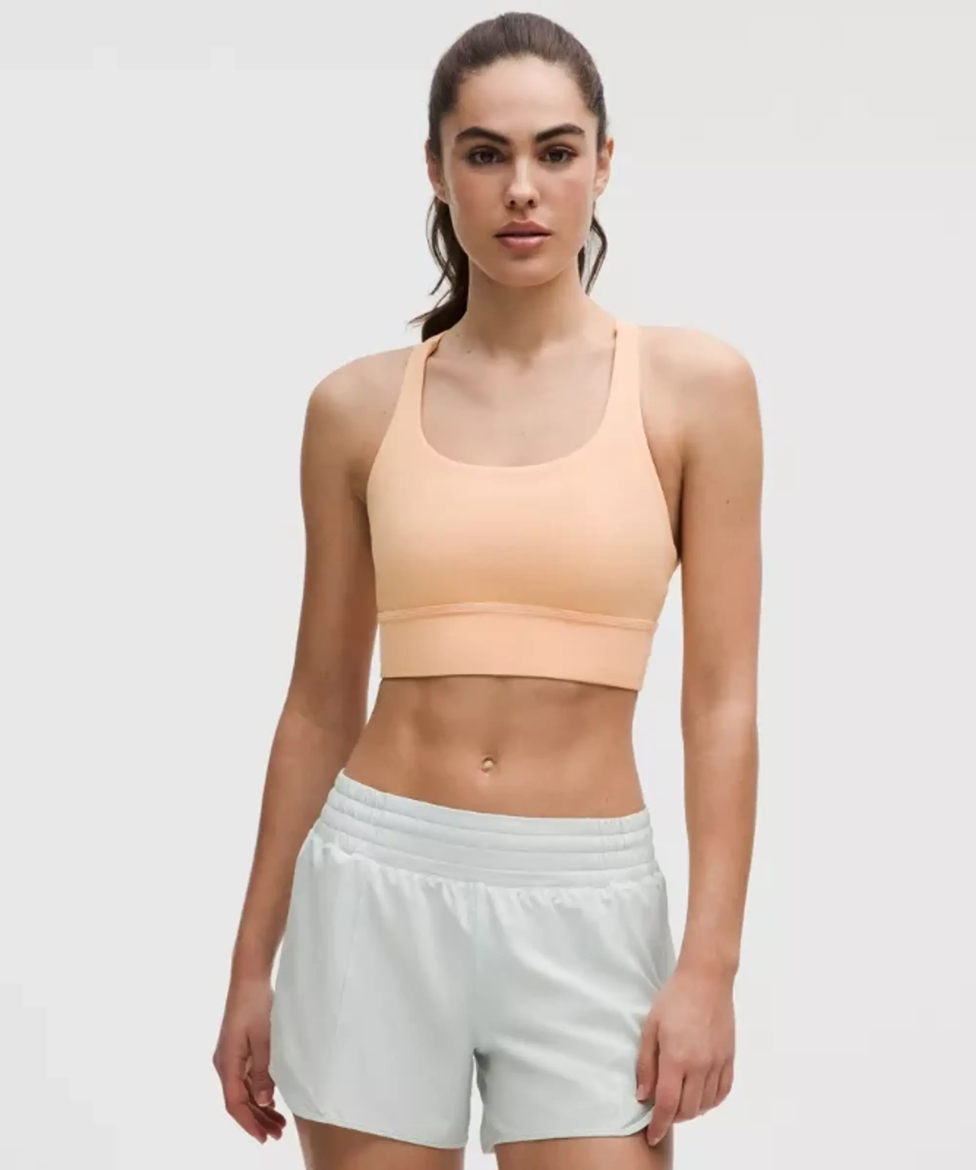 lululemon – Women's Energy Longline Sports Bra Medium Support, B-D Cups – Color Orange – Size 10