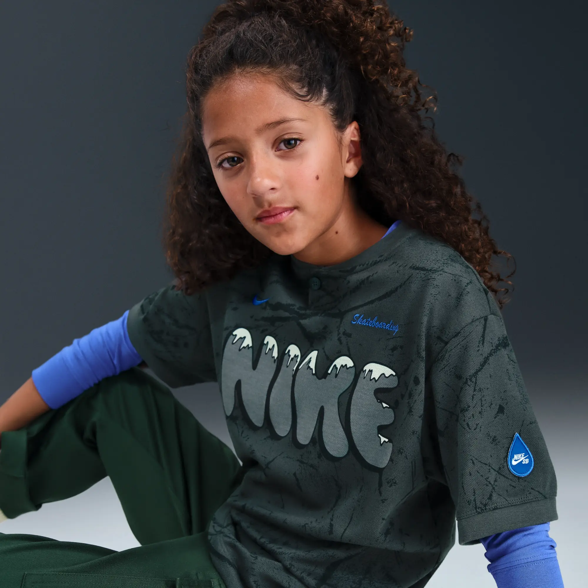 Nike SB Older Kids' Dri-FIT Skate Top - Grey - Cotton/Polyester