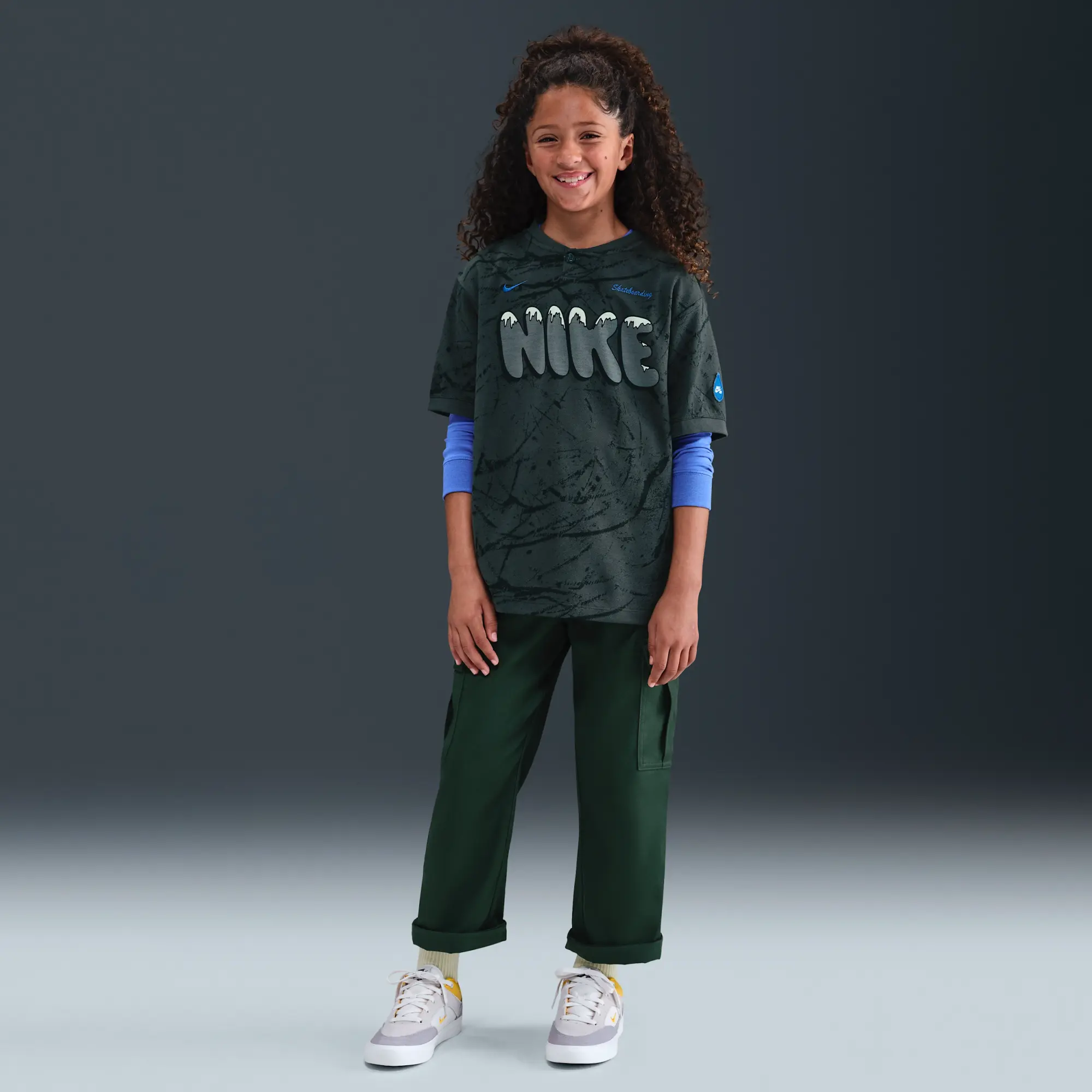 Nike SB Older Kids' Dri-FIT Skate Top - Grey - Cotton/Polyester