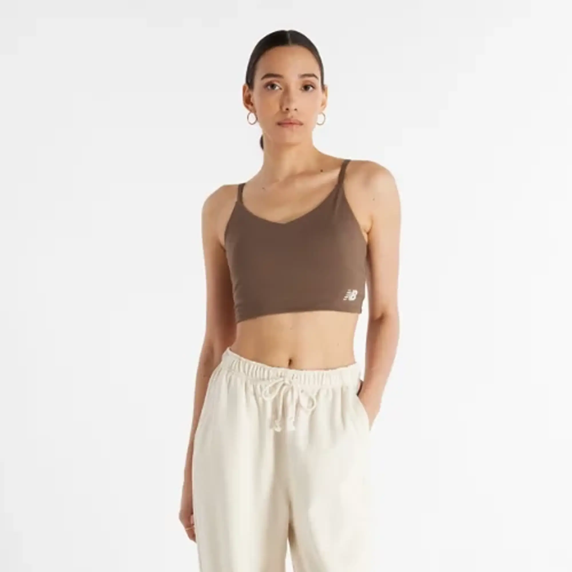 New Balance Women's NB Harmony Light Support Sports Bra in Brown Poly Knit