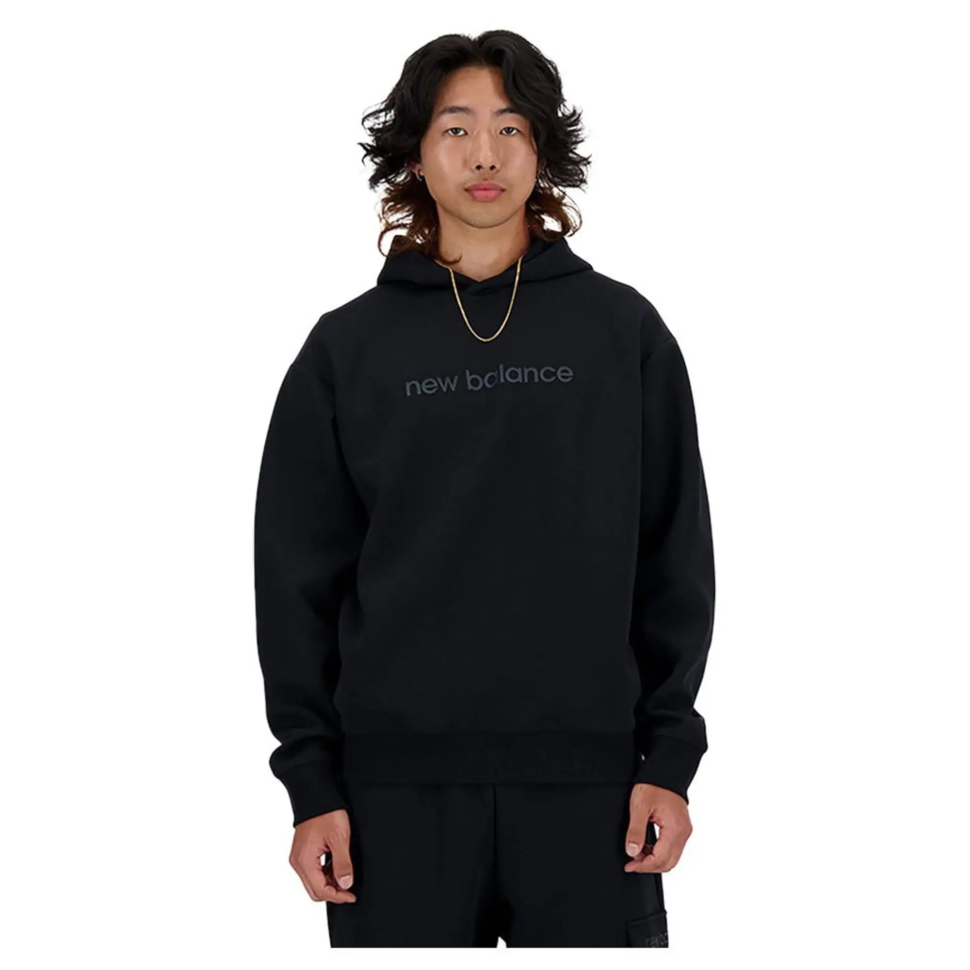 New Balance Men's Hyper Density Graphic Hoodie in Black Poly Fleece