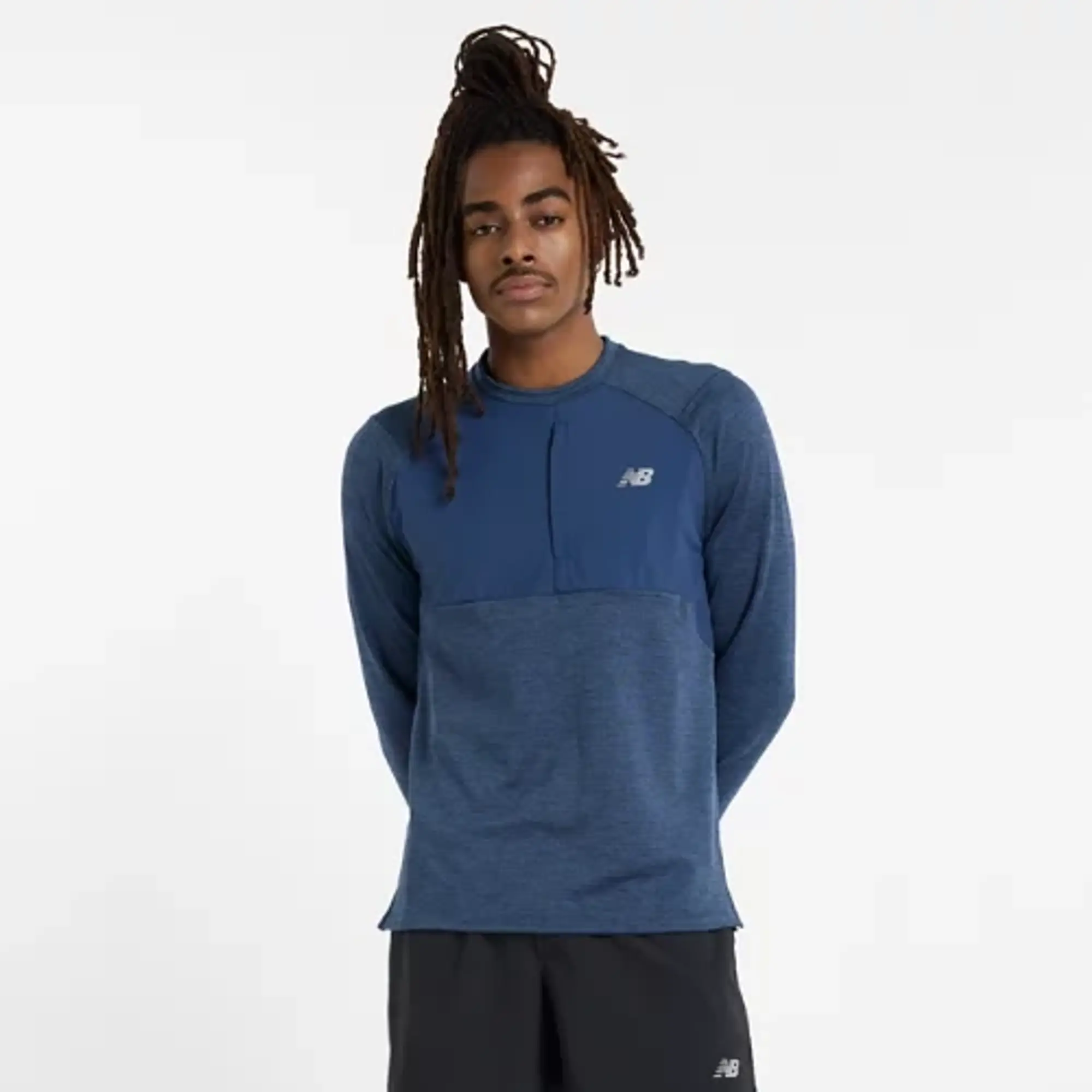 New Balance Men's Heat Grid Crew in Blue Poly Knit
