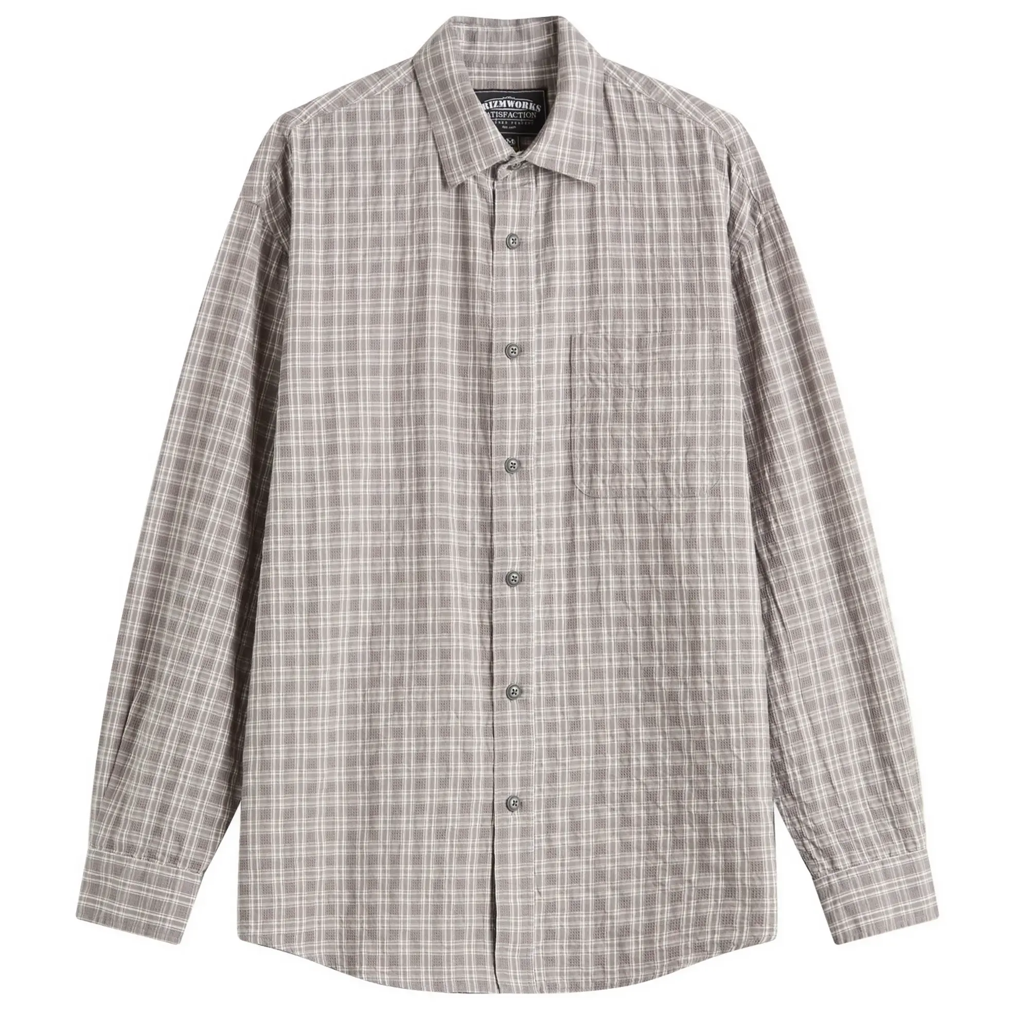 FrizmWORKS Men's Seersucker Check Shirt Gray
