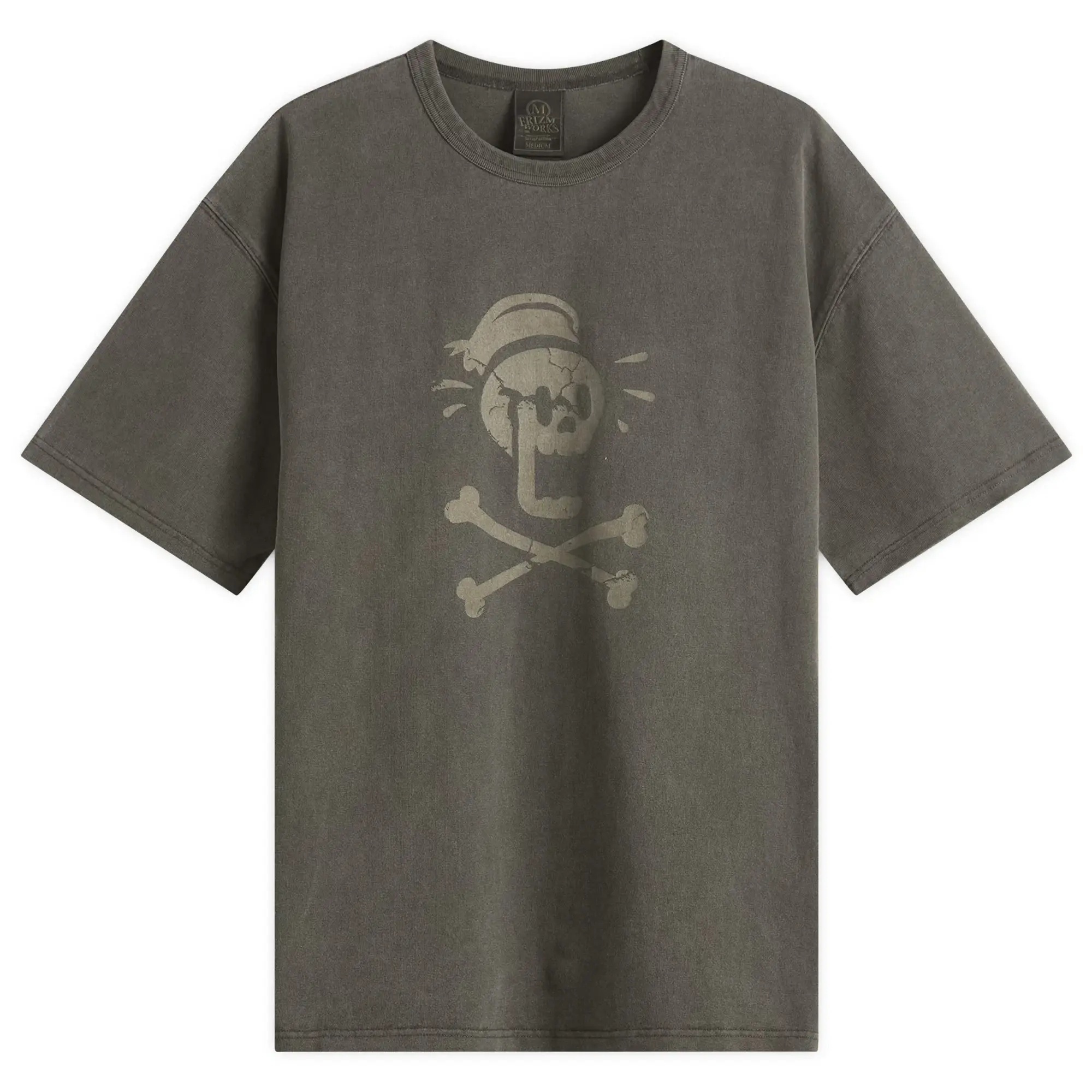 FrizmWORKS Men's Black Flag Pigment Dye T-Shirt Charcoal