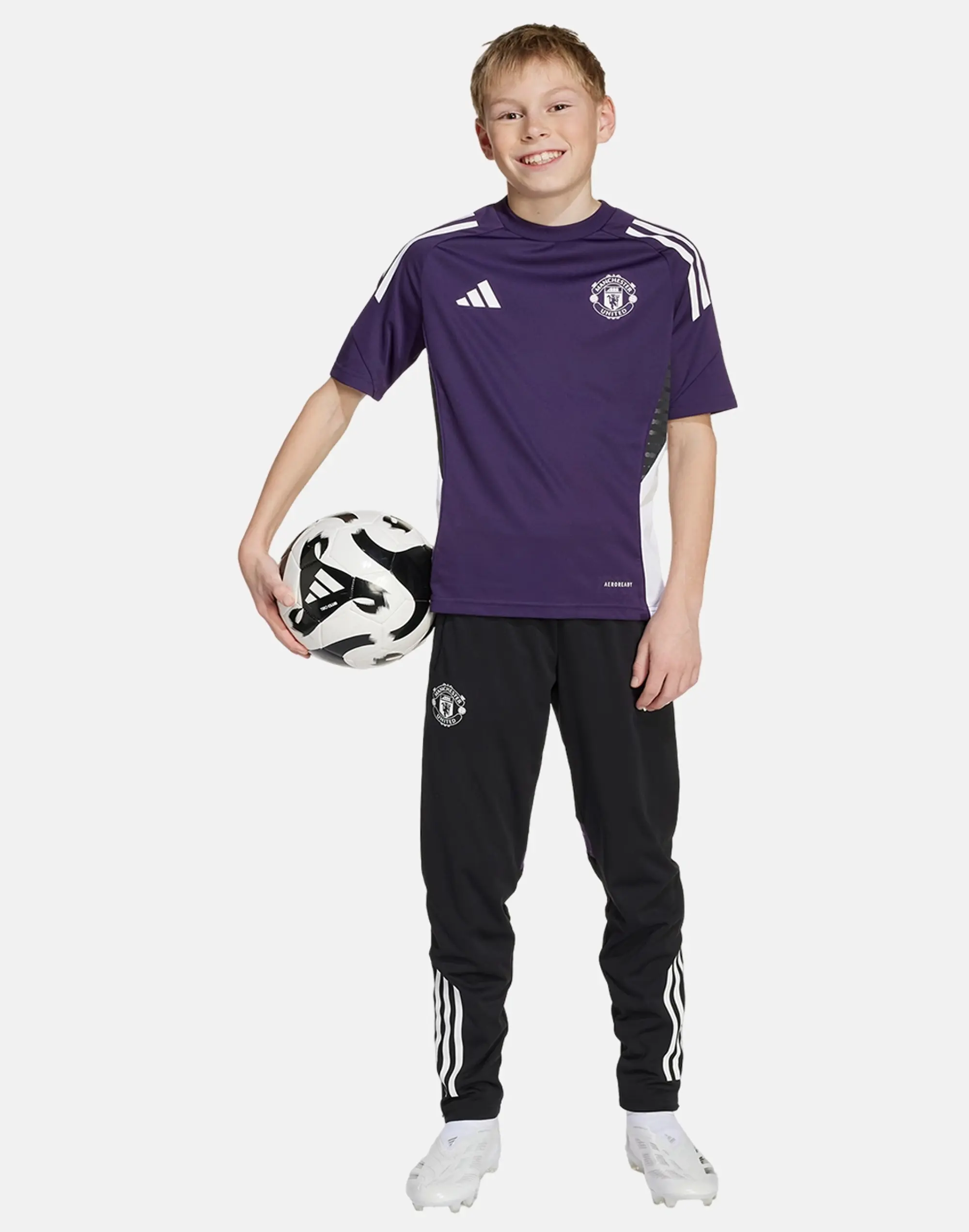 Kids' adidas Manchester United Training T-Shirt in Black/White 
