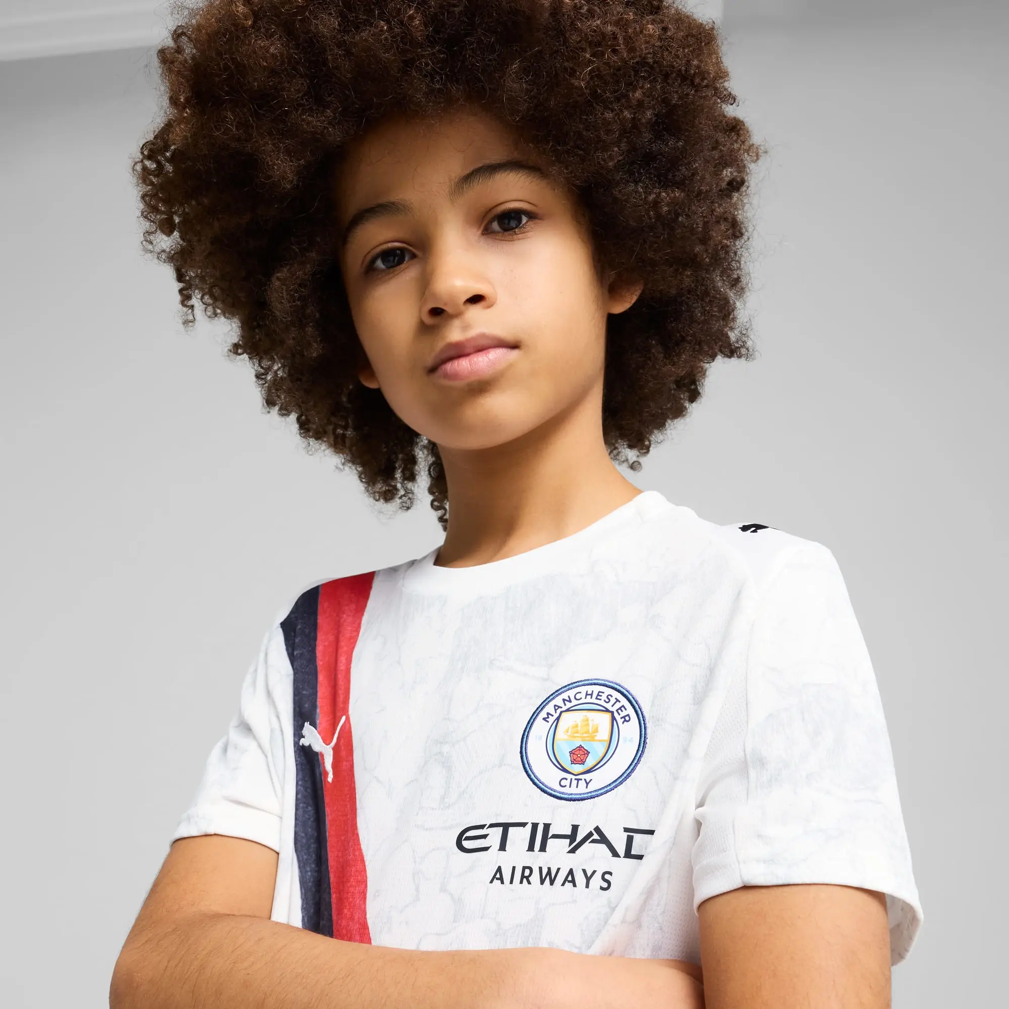 PUMA Kidsuper x Manchester City Jersey Youth, White/Black, size 11-12 Youth