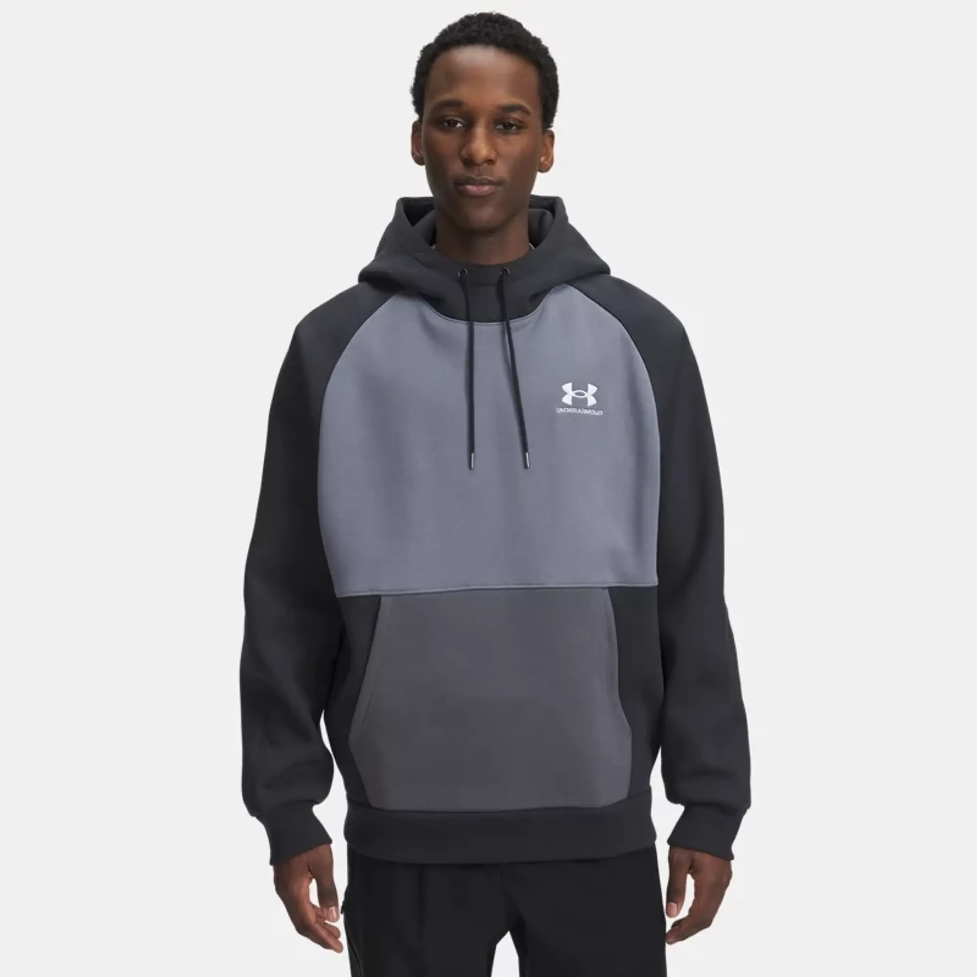 Under Armour  Icon Heavyweight Colorblocked Men's Hoodie Anthracite / Titan Gray / White L