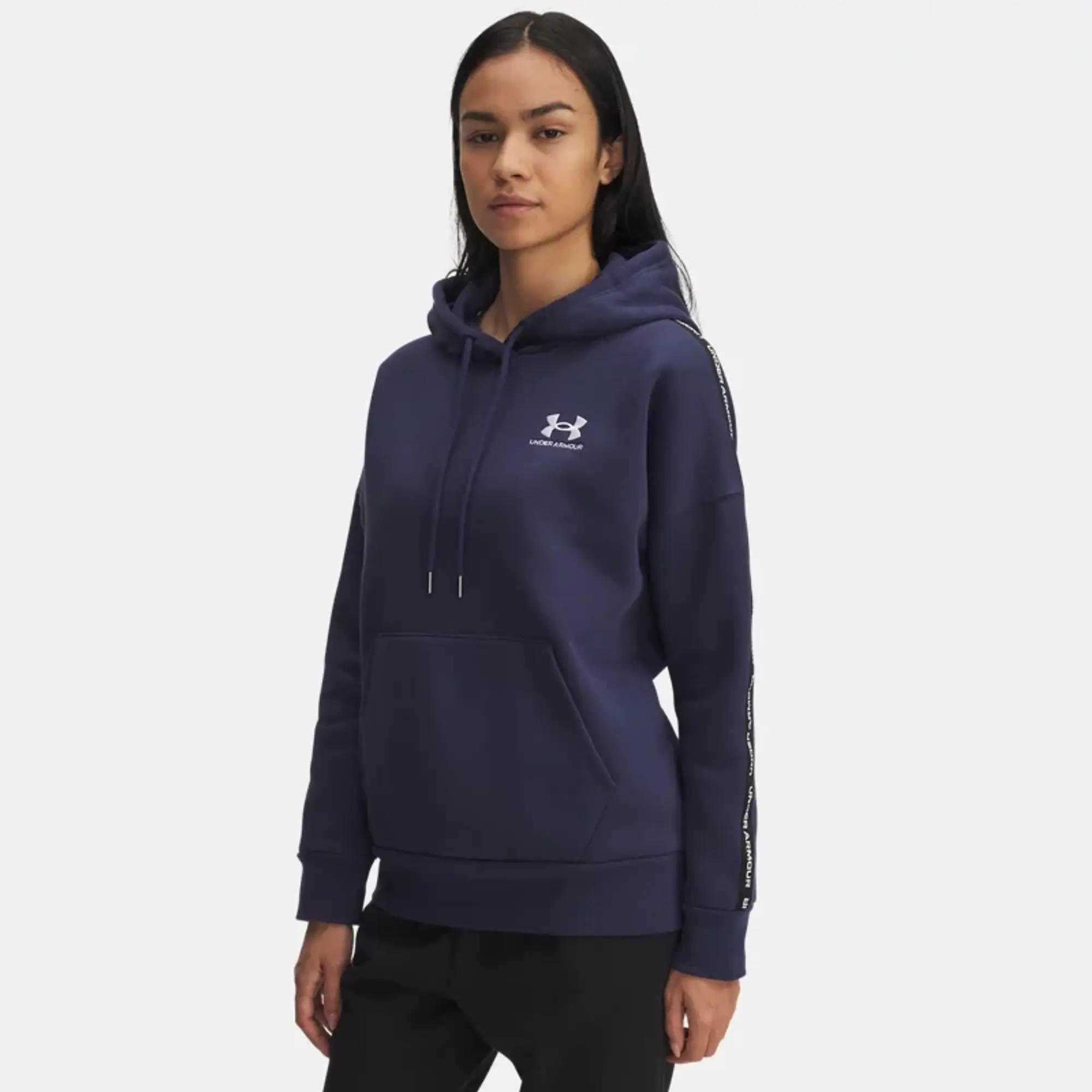 Under Armour  Icon Fleece Taped Women's Hoodie Washed Navy / White M