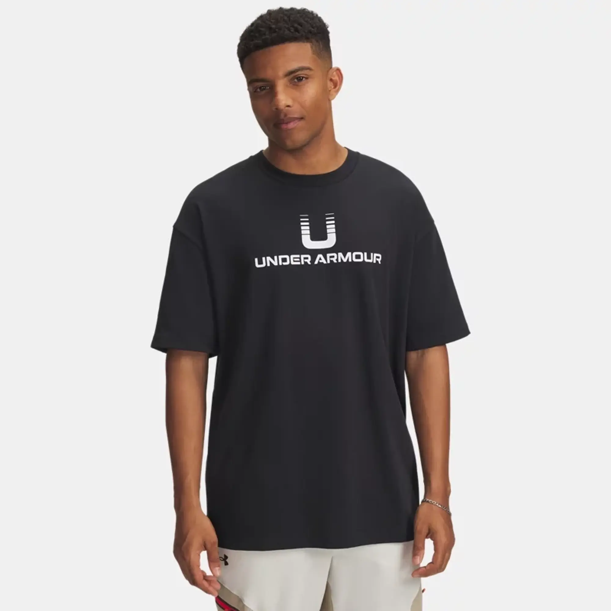 Under Armour  U Logo Heavyweight Men's Short Sleeve Black / White L