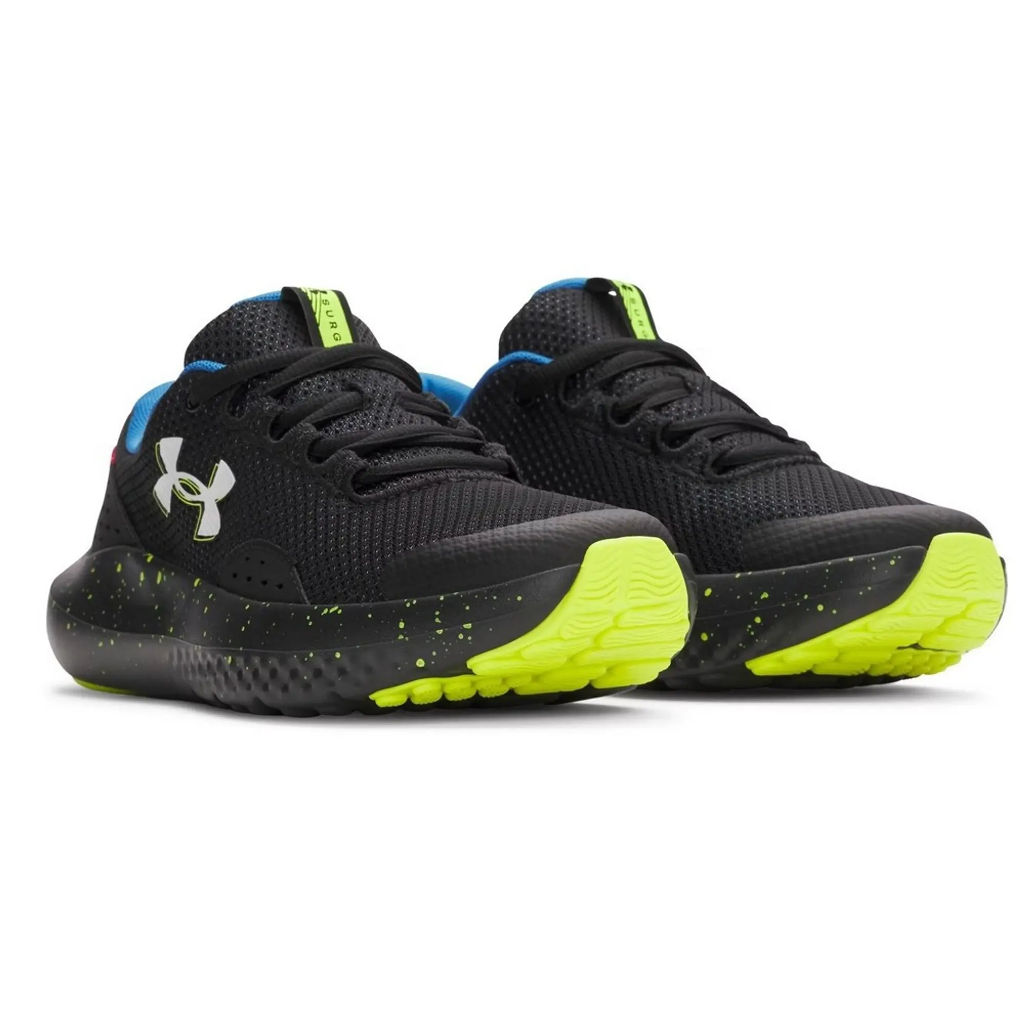 Under Armour  Surge 4 Boys' Running Shoes Black / High Vis Yellow / White 3