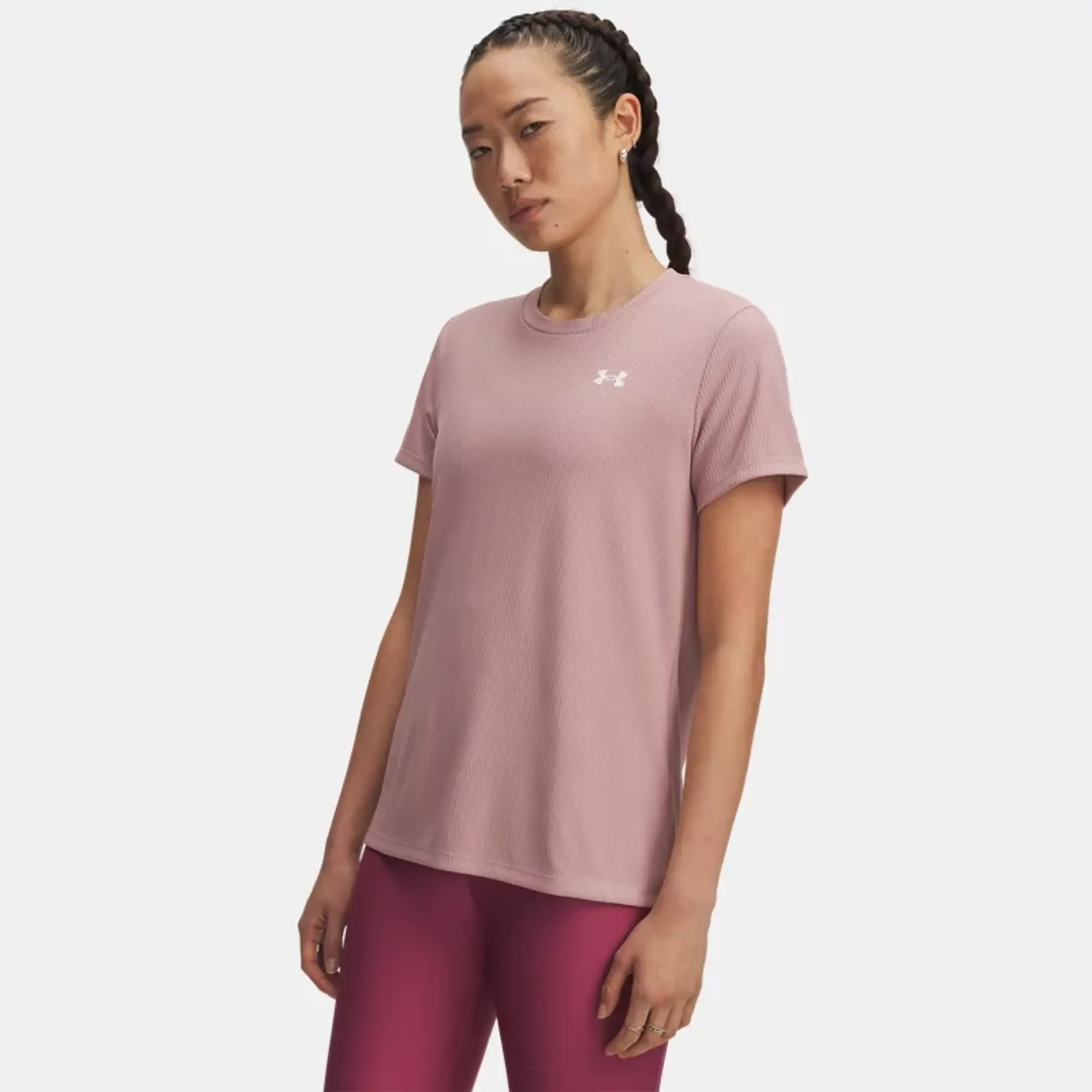 Under Armour  Tech™ Rib Women's Short Sleeve Tourmaline Pink / White L