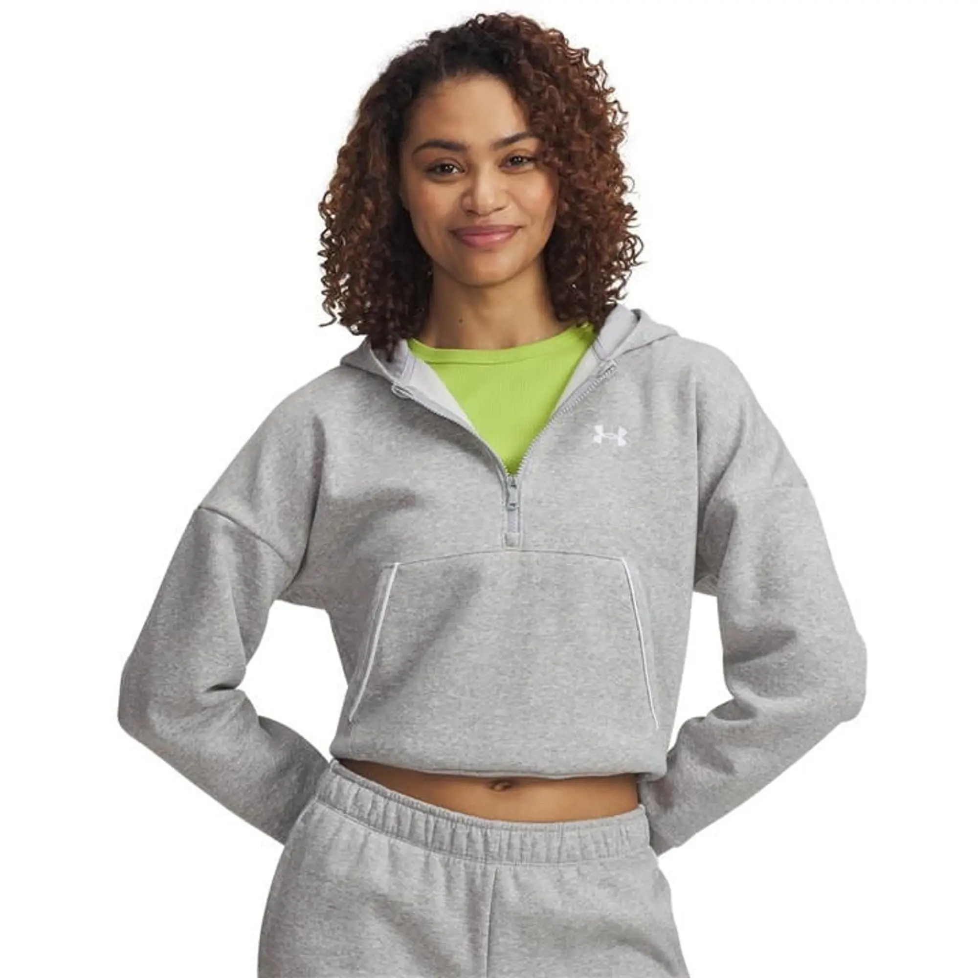 Under Armour  Rival Fleece Piped Women's ½ Zip Hoodie Mod Gray Light Heather / White L