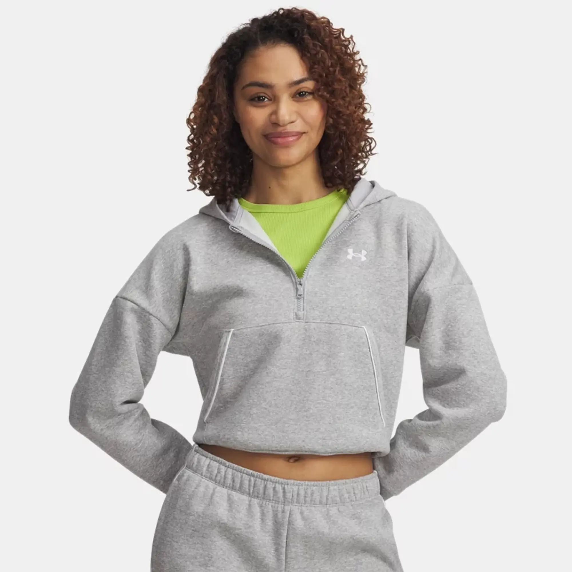 Under Armour  Rival Fleece Piped Women's ½ Zip Hoodie Mod Gray Light Heather / White L
