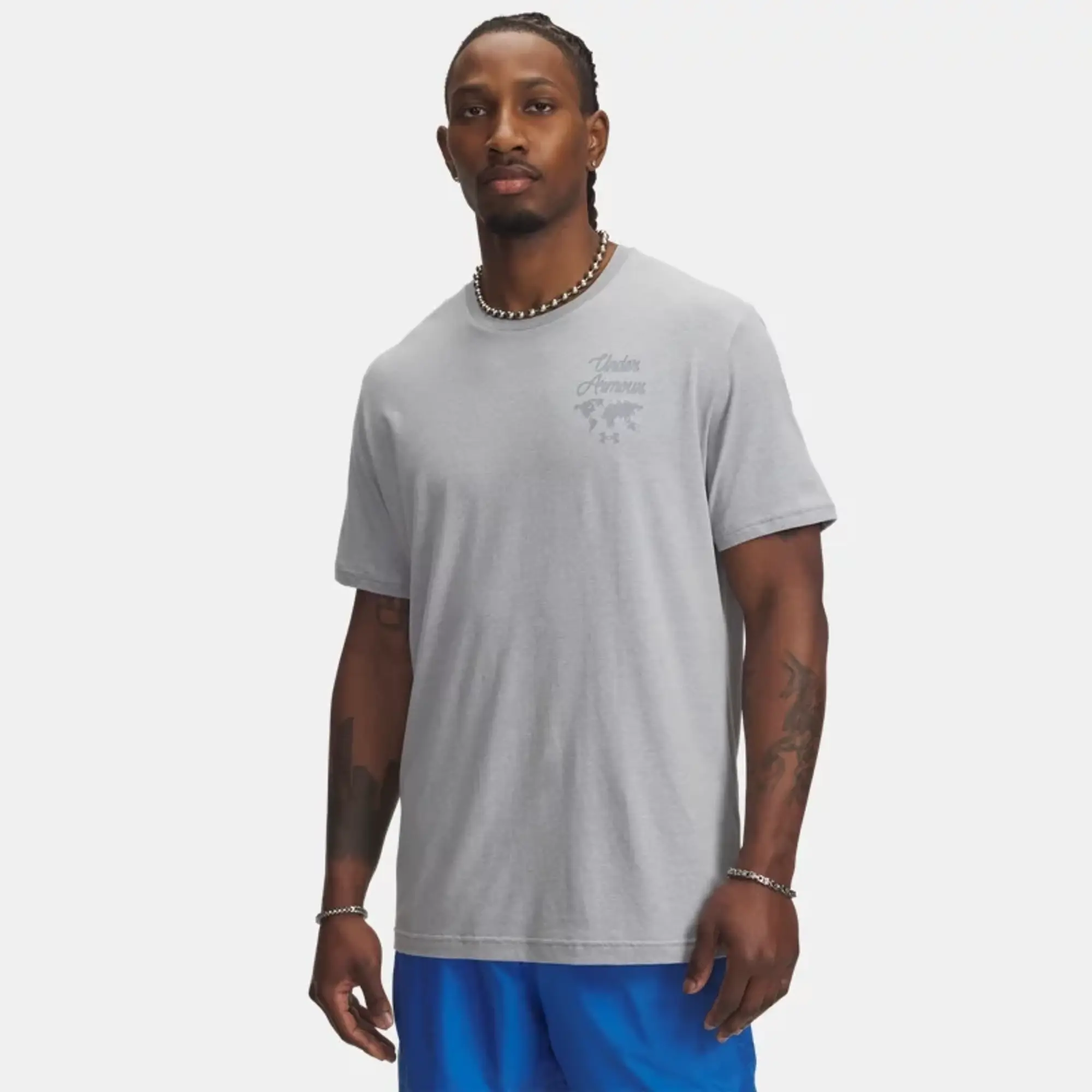 Under Armour  Sports Wordmark Men's Short Sleeve Mod Gray Light Heather / Steel L
