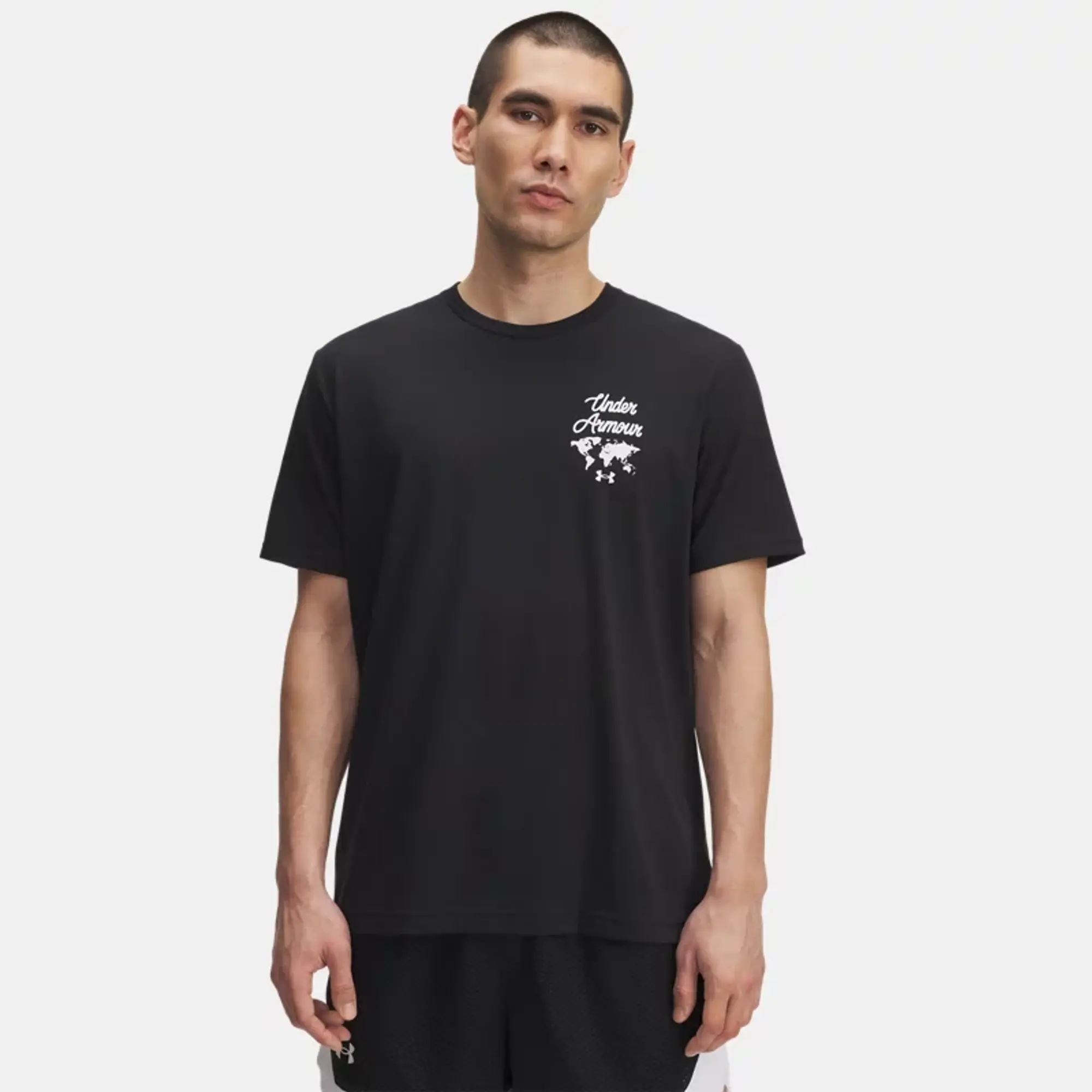 Under Armour  Sports Wordmark Men's Short Sleeve Black / White L