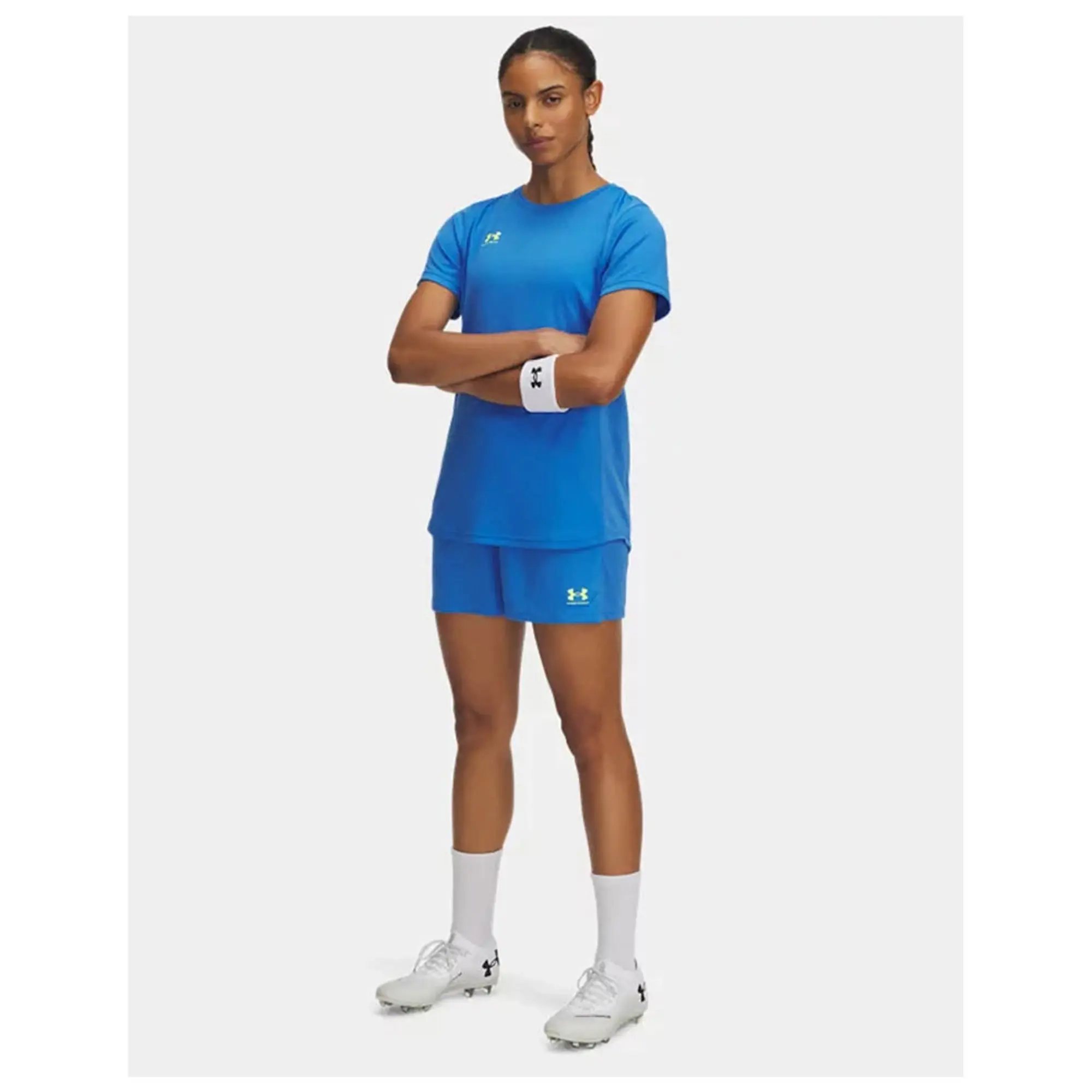 Under Armour  Challenger Knit Women's 4.5" Shorts Blue Atlantis / High Vis Yellow L