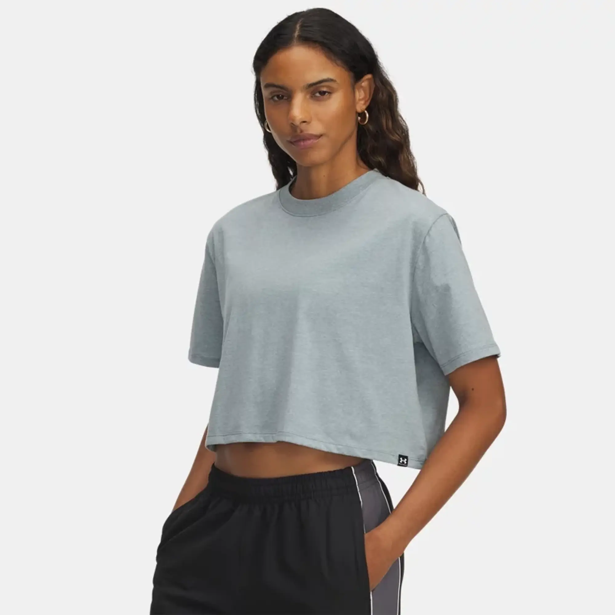 Under Armour  Rival Women's Short Sleeve Jasper Blue Light Heather / Black / White L