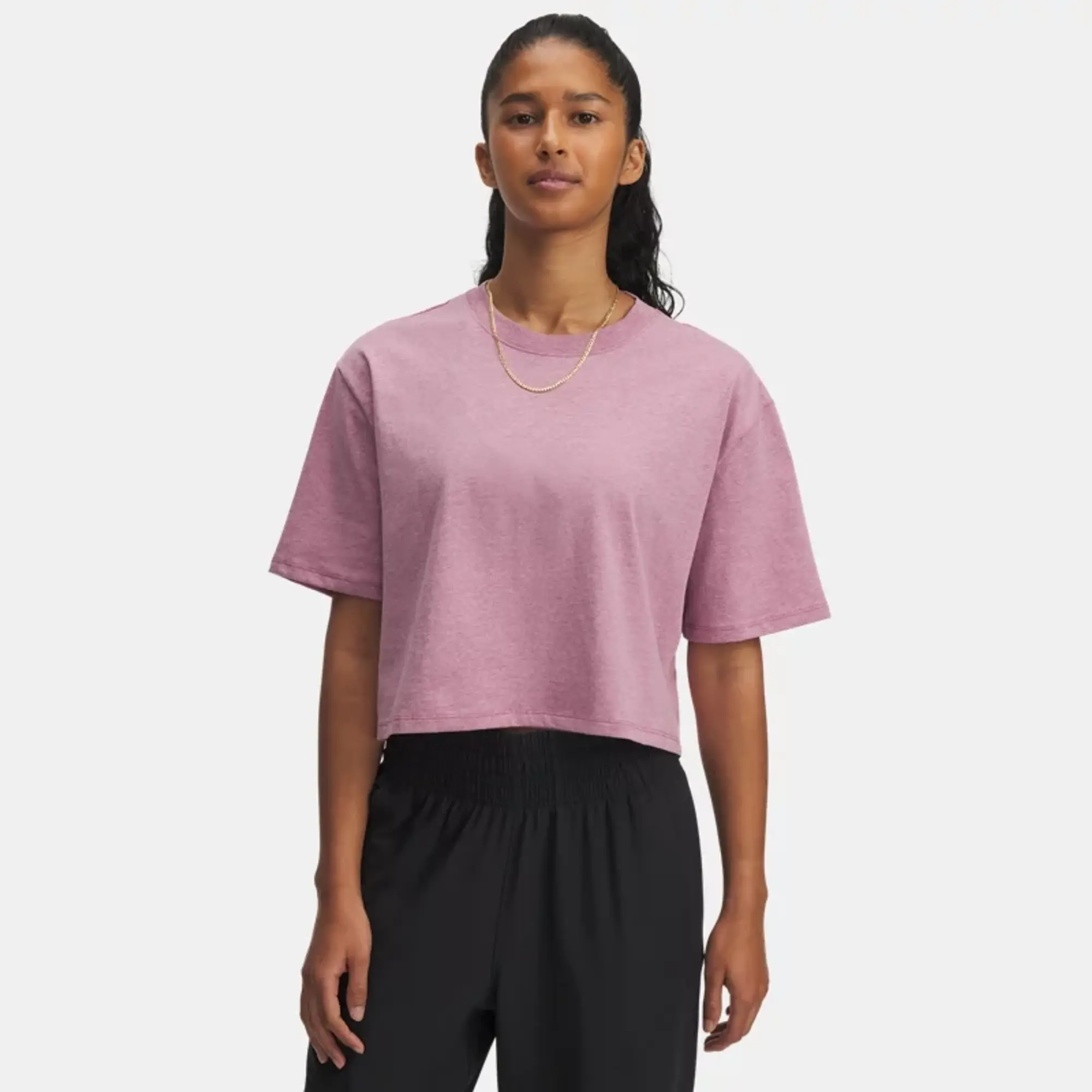 Under Armour  Rival Women's Short Sleeve Fuchsia Dusk Light Heather / Black / White M
