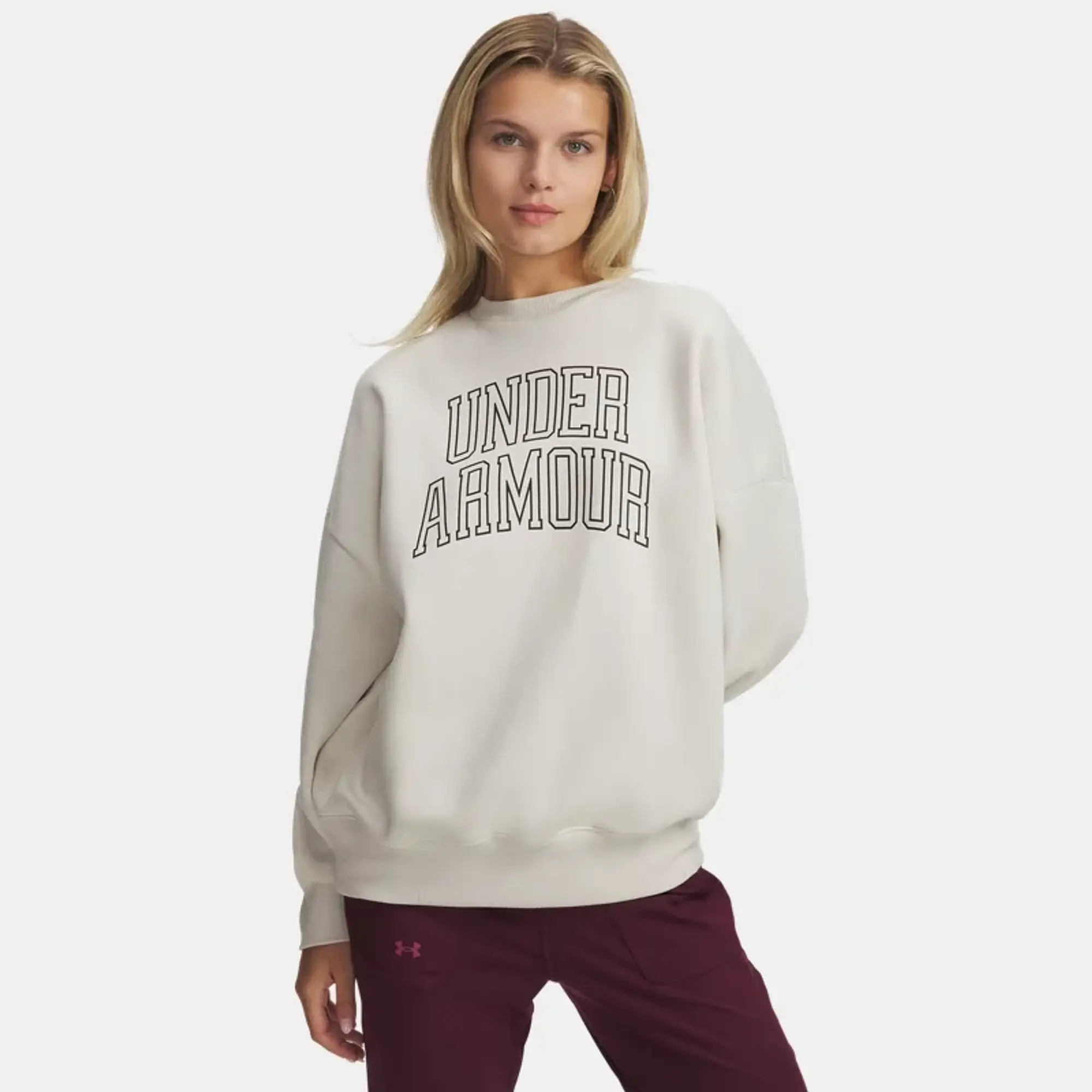 Under Armour  Rival Fleece Varsity Women's Oversized Crew Summit White / Black L
