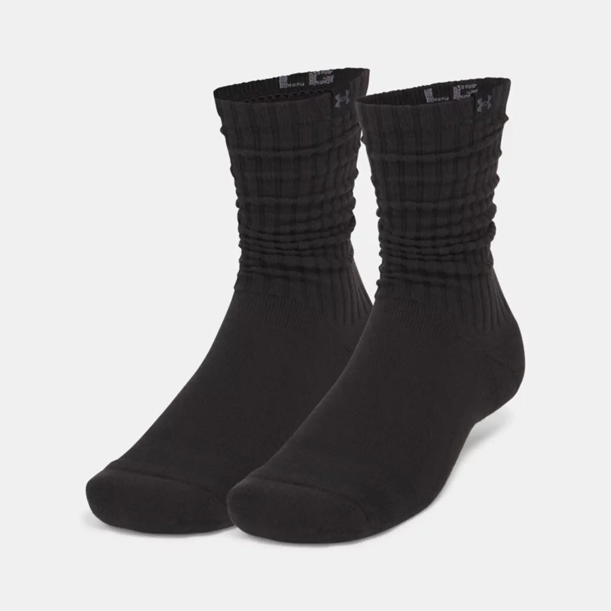 Under Armour  Sportstyle Cotton Scrunch Unisex 2-Pack Crew Socks Black / Black / Castlerock L