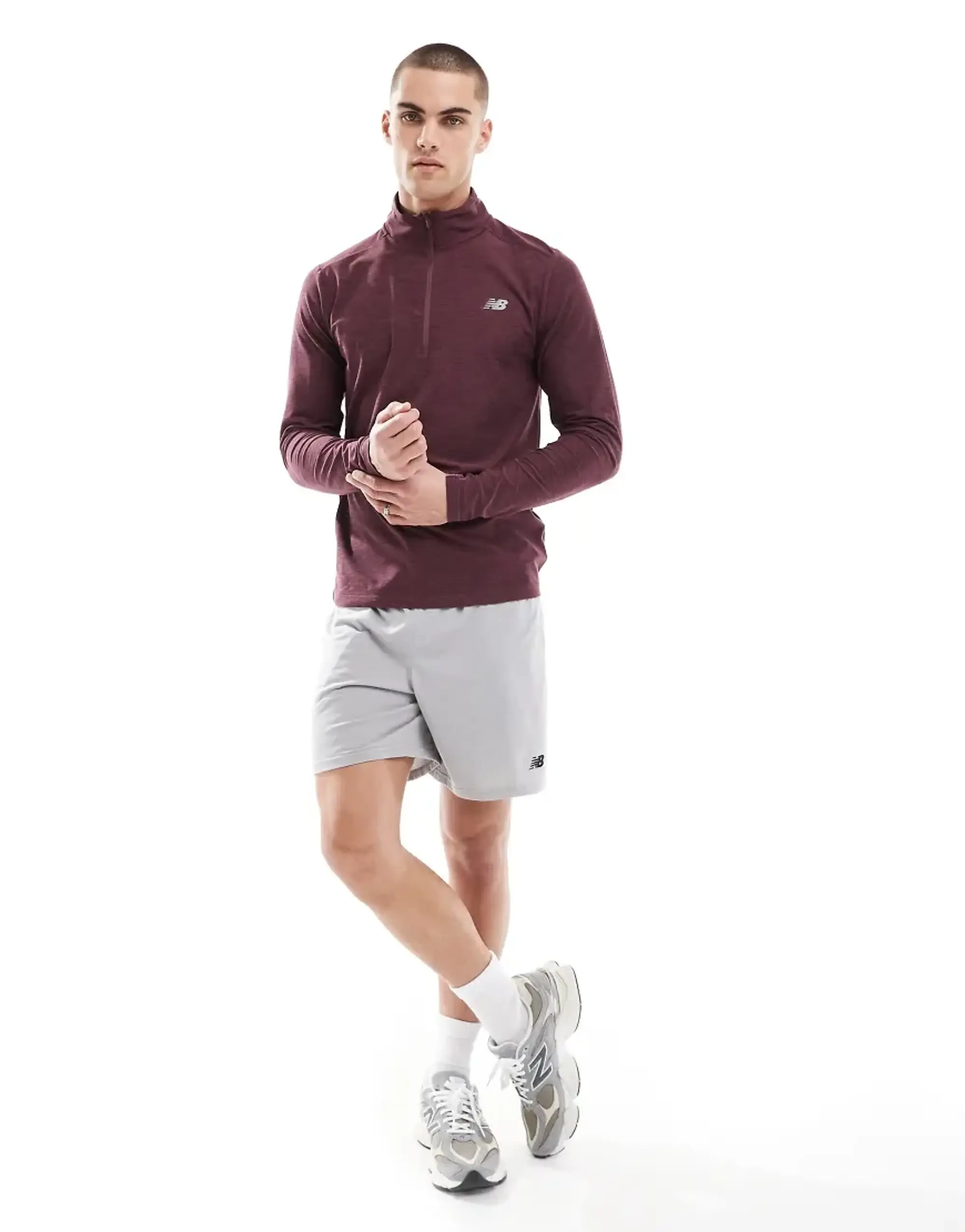 New Balance Men's Sport Essentials Heathertech Short 7" in Grey Poly Knit