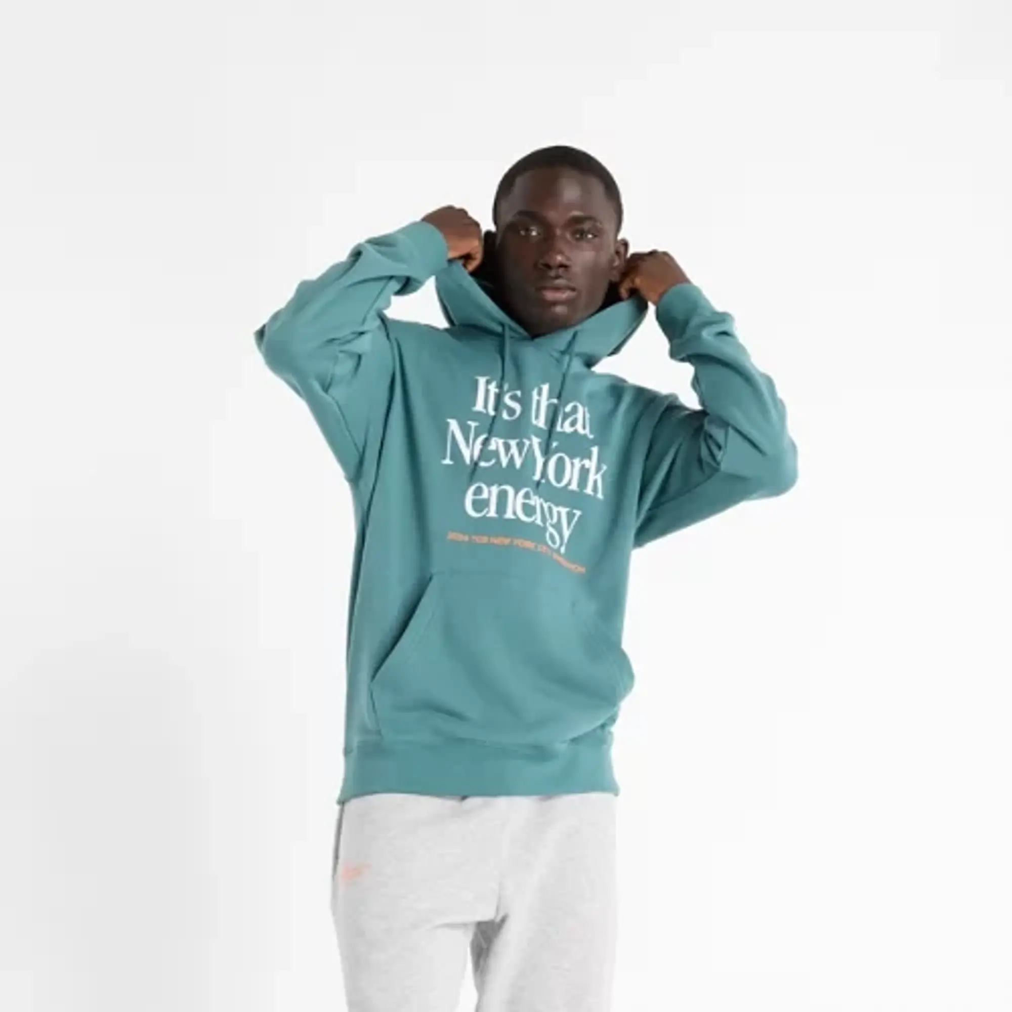 New Balance Men's NYC Marathon French Terry Graphic Hoodie in Green Cotton