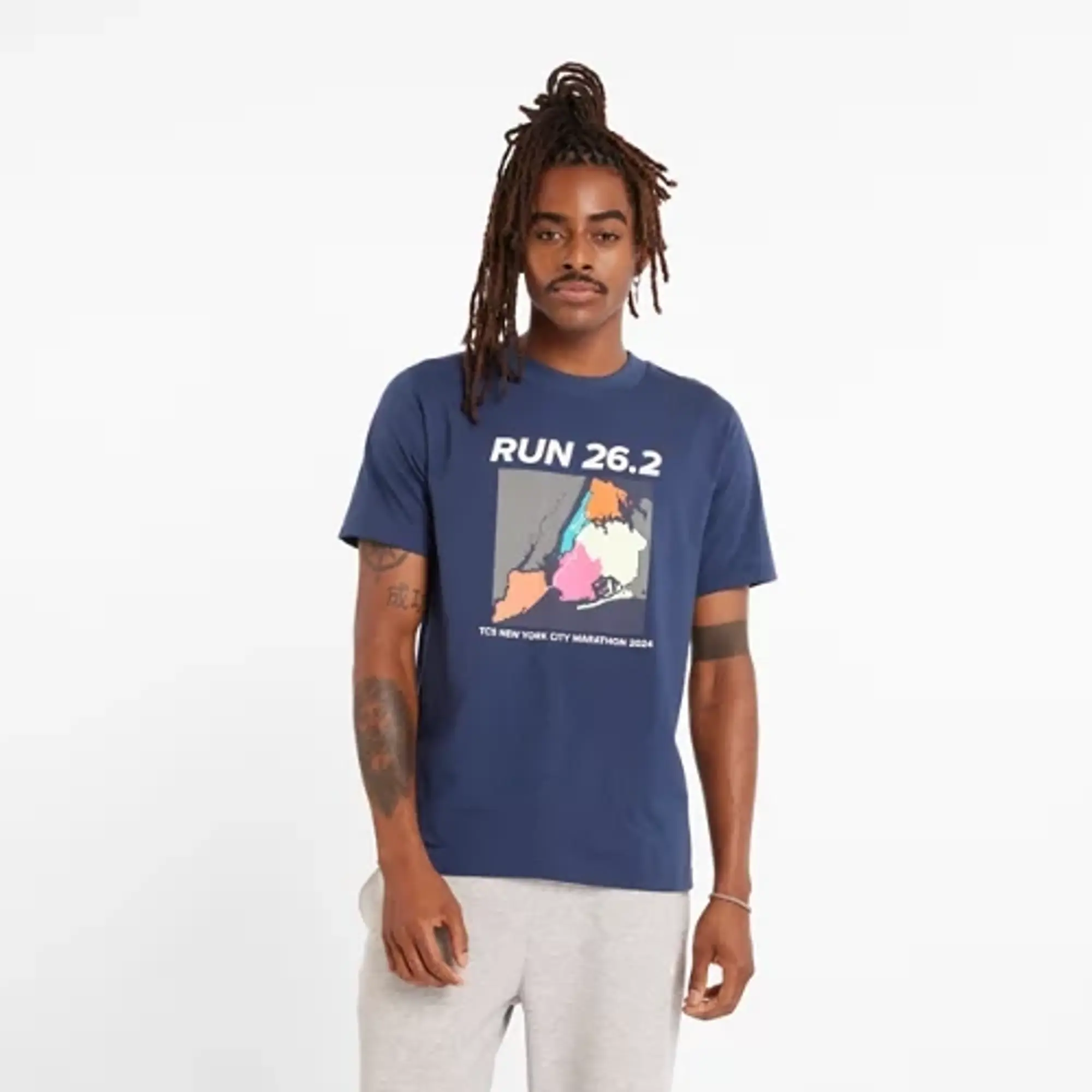 New Balance Men's NYC Marathon Graphic T-Shirt in Blue Cotton