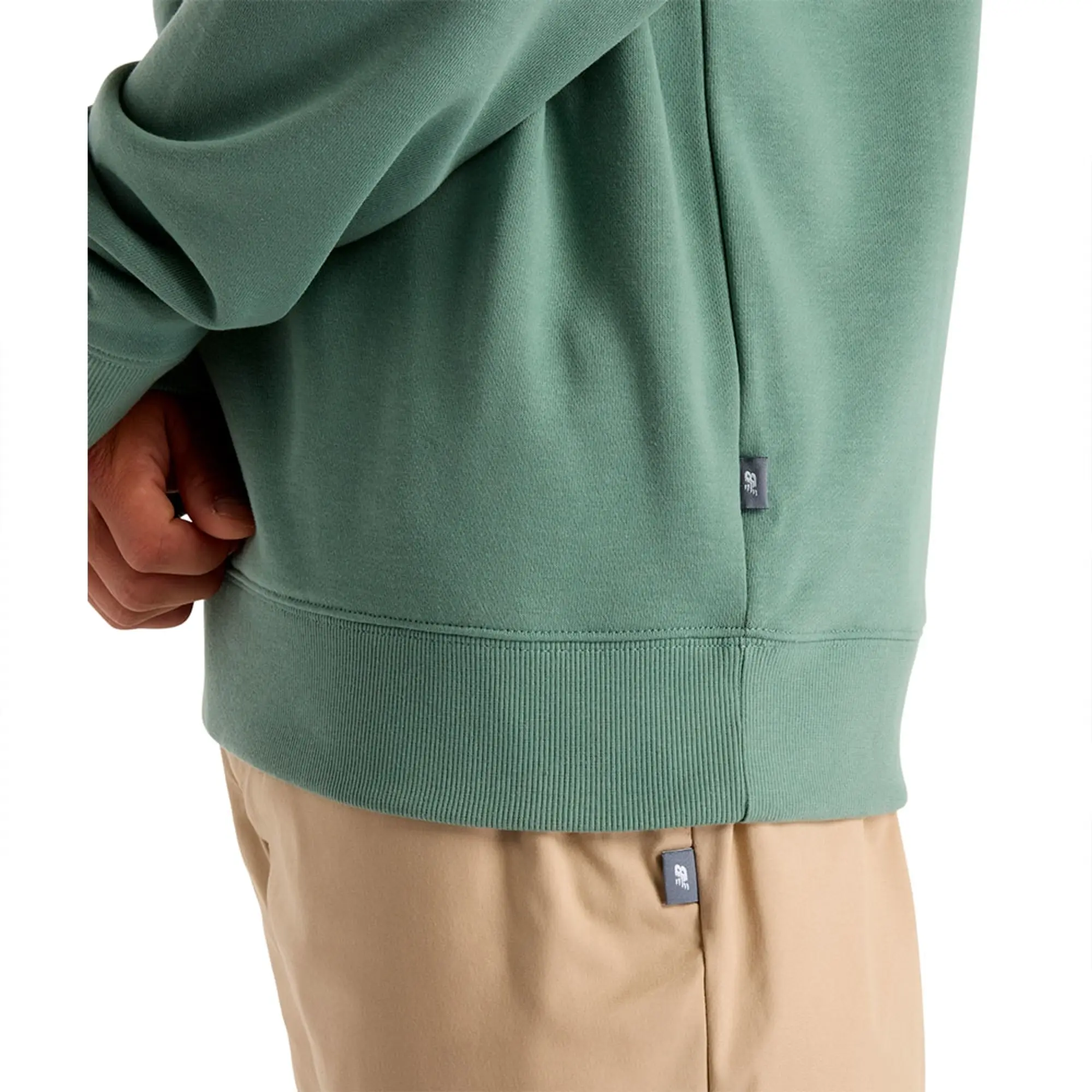 New Balance Men's Varsity Pennant Crew in Green Cotton Fleece