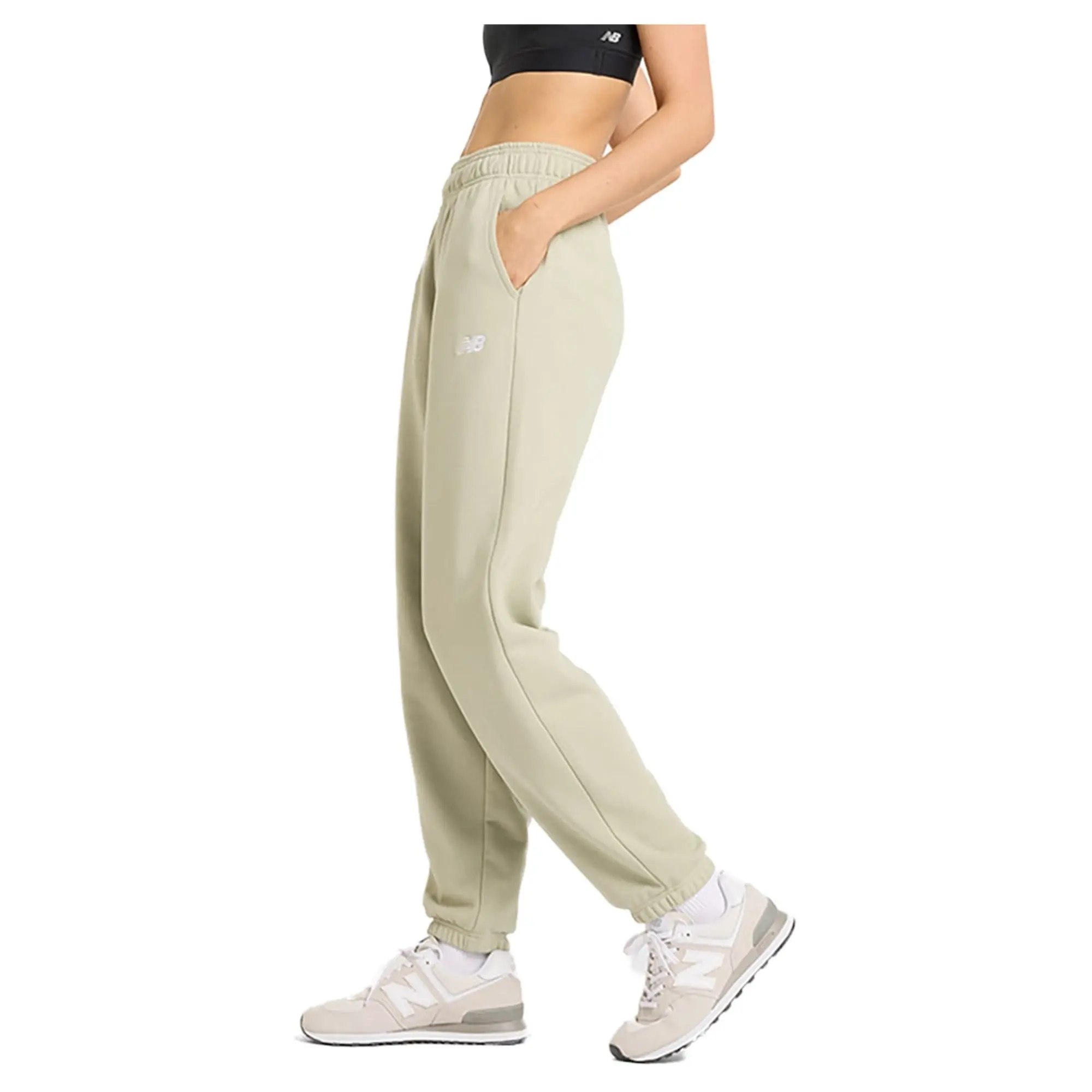 New Balance Women's Sport Essentials French Terry Jogger in Green Cotton