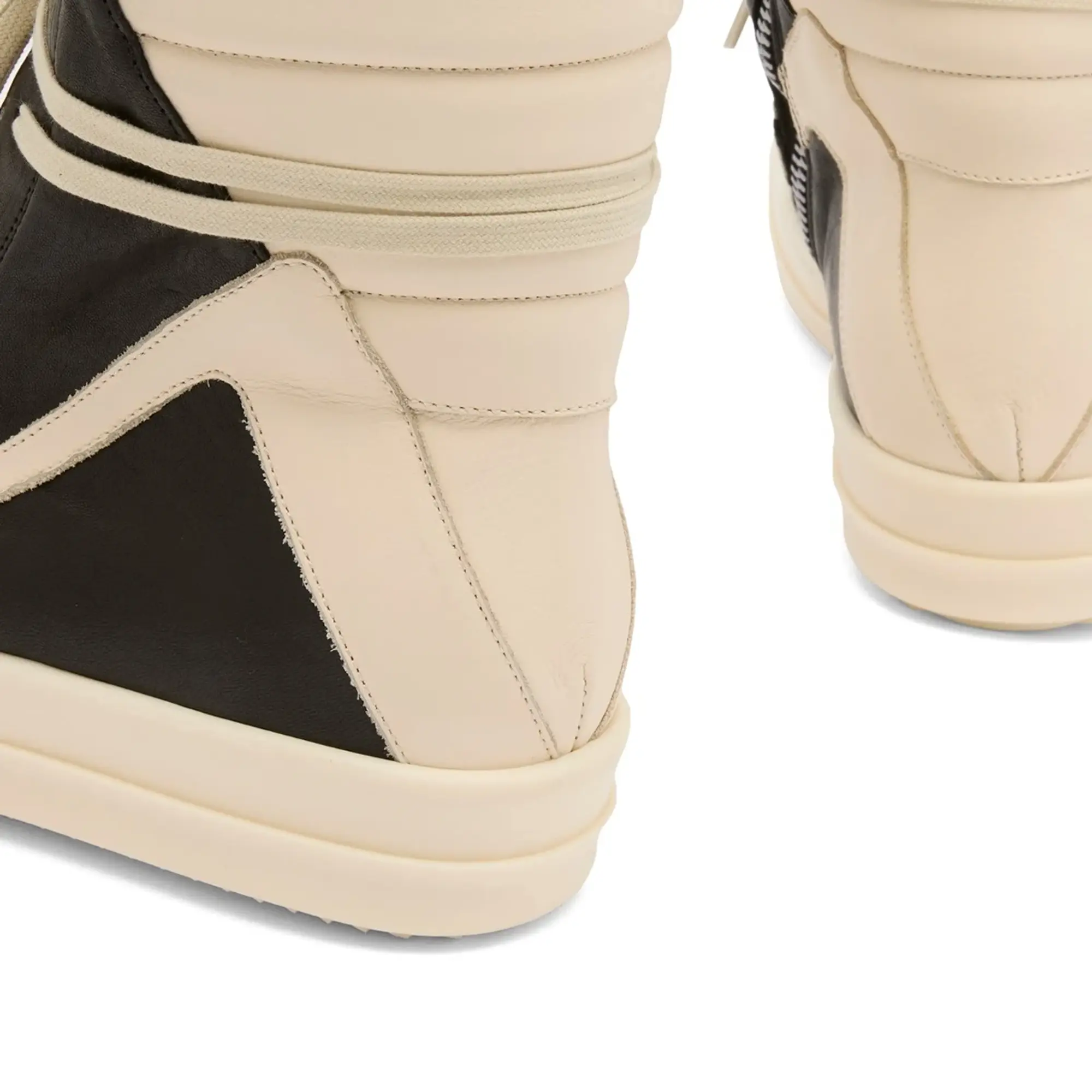 Rick Owens Men's Leather Geobasket Sneakers Washed Indigo/Milk