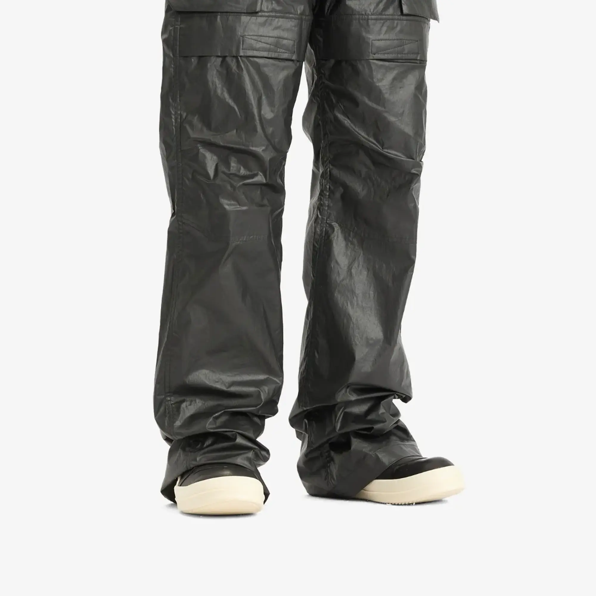 Rick Owens Men's Leather Geobasket Sneakers Washed Indigo/Milk