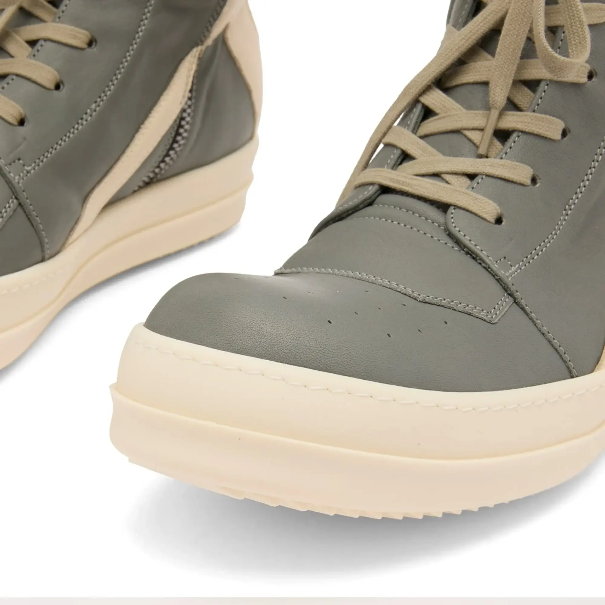 Rick Owens Men's Leather Geobasket Sneakers Washed Indigo/Milk
