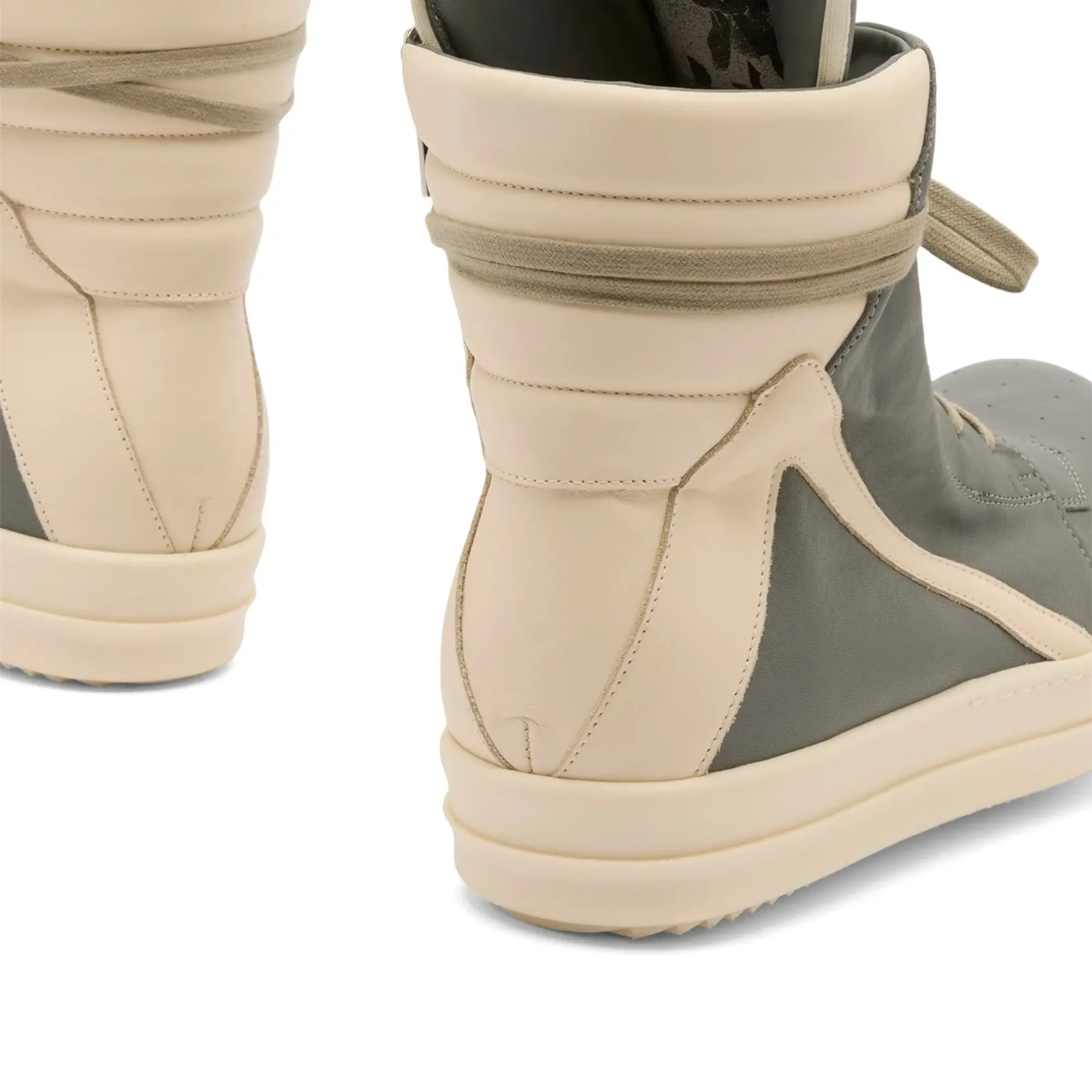 Rick Owens Men's Leather Geobasket Sneakers Washed Indigo/Milk