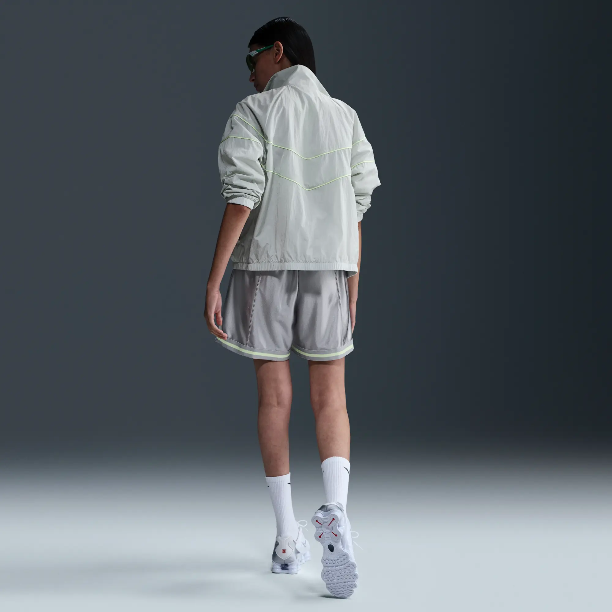 Nike Sportswear Women's Loose Mid-Rise Graphic Shorts - Grey - Polyester