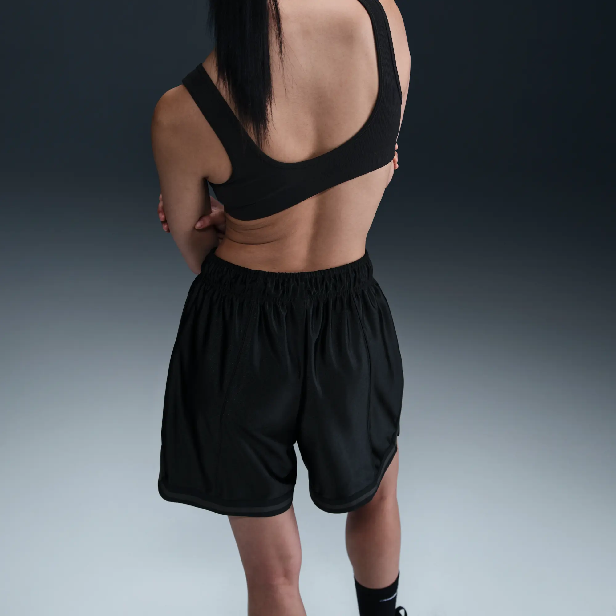 Nike Sportswear Women's Loose Mid-Rise Graphic Shorts - Black - Polyester