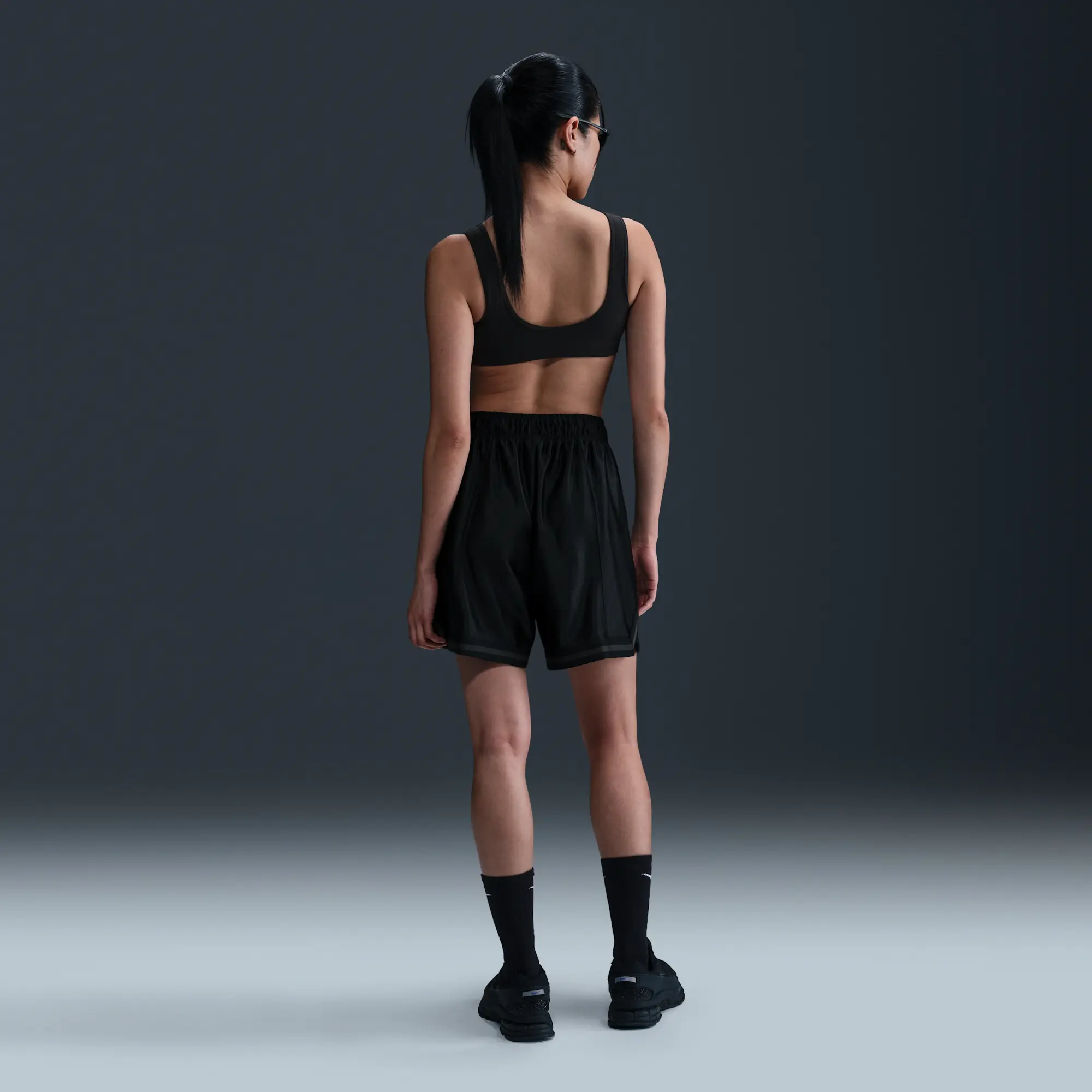 Nike Sportswear Women's Loose Mid-Rise Graphic Shorts - Black - Polyester