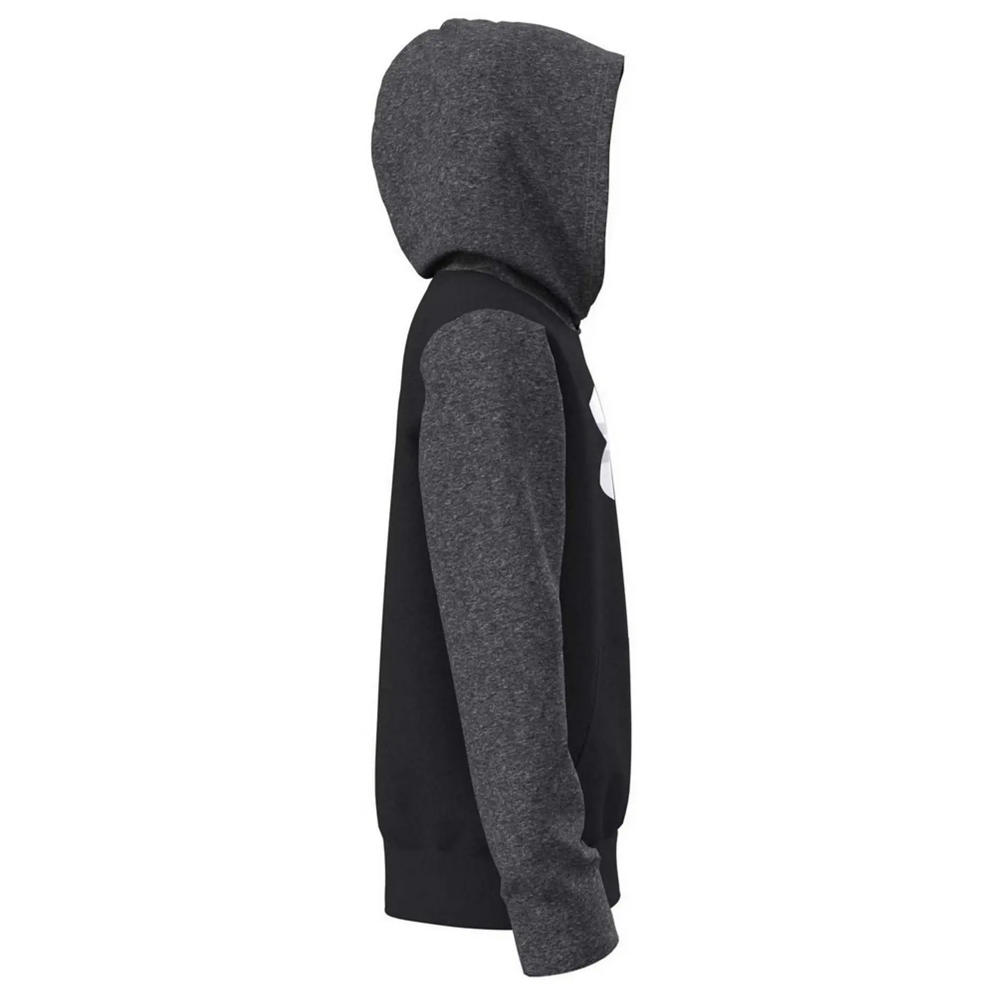 Under Armour  Rival Fleece Colorblock Graphic Boys' Hoodie Black / Castlerock Light Heather / White YLG (59 - 63 in)