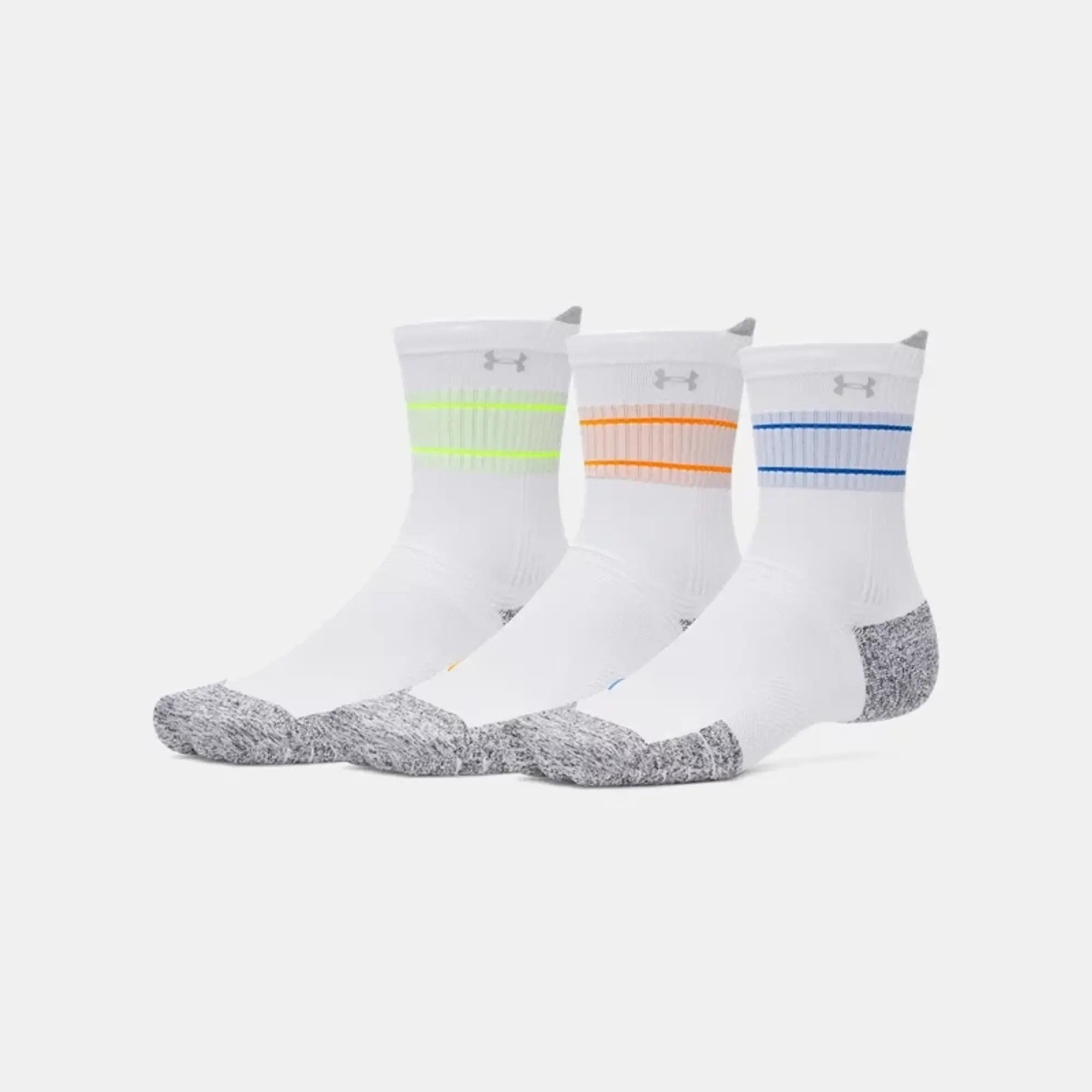 Under Armour  ArmourDry® Run Cushion Unisex 3-Pack Mid-Crew Socks White / White / Reflective M