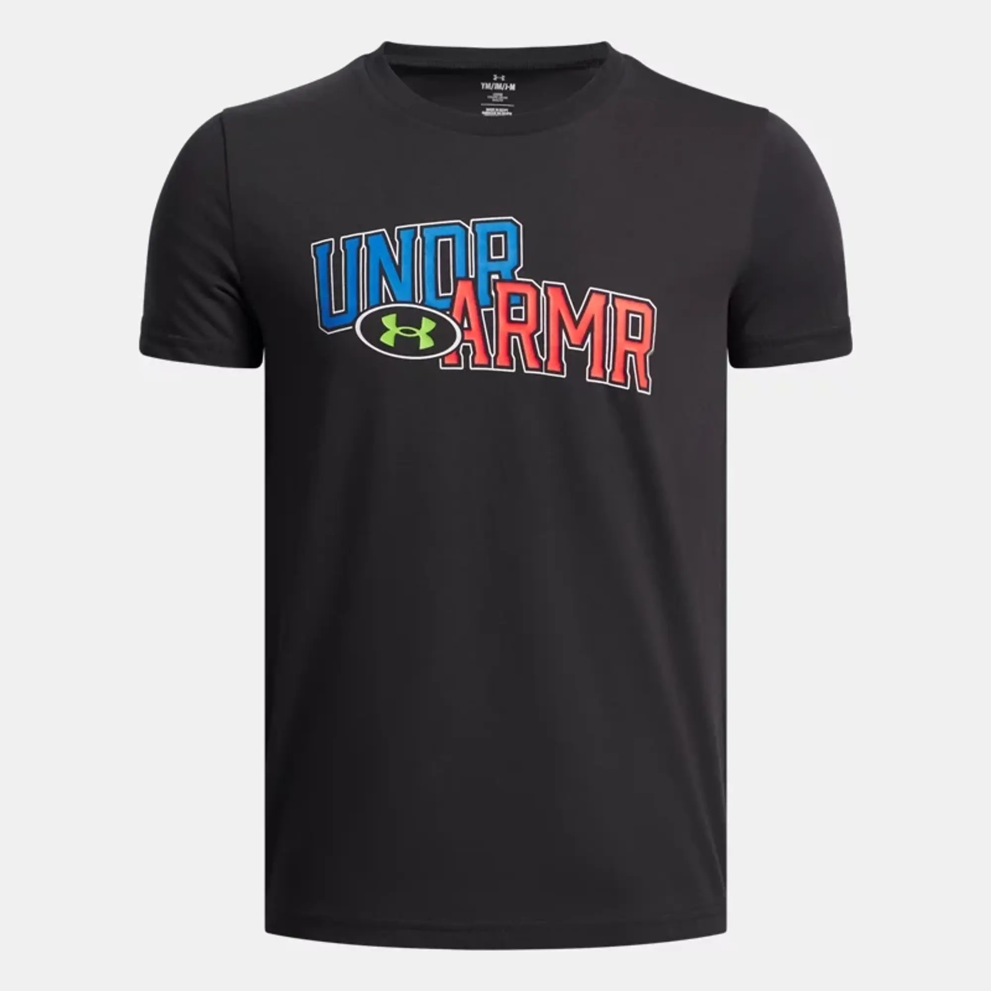 Under Armour  Overlay Wordmark Boys' Short Sleeve Black / White YLG (59 - 63 in)